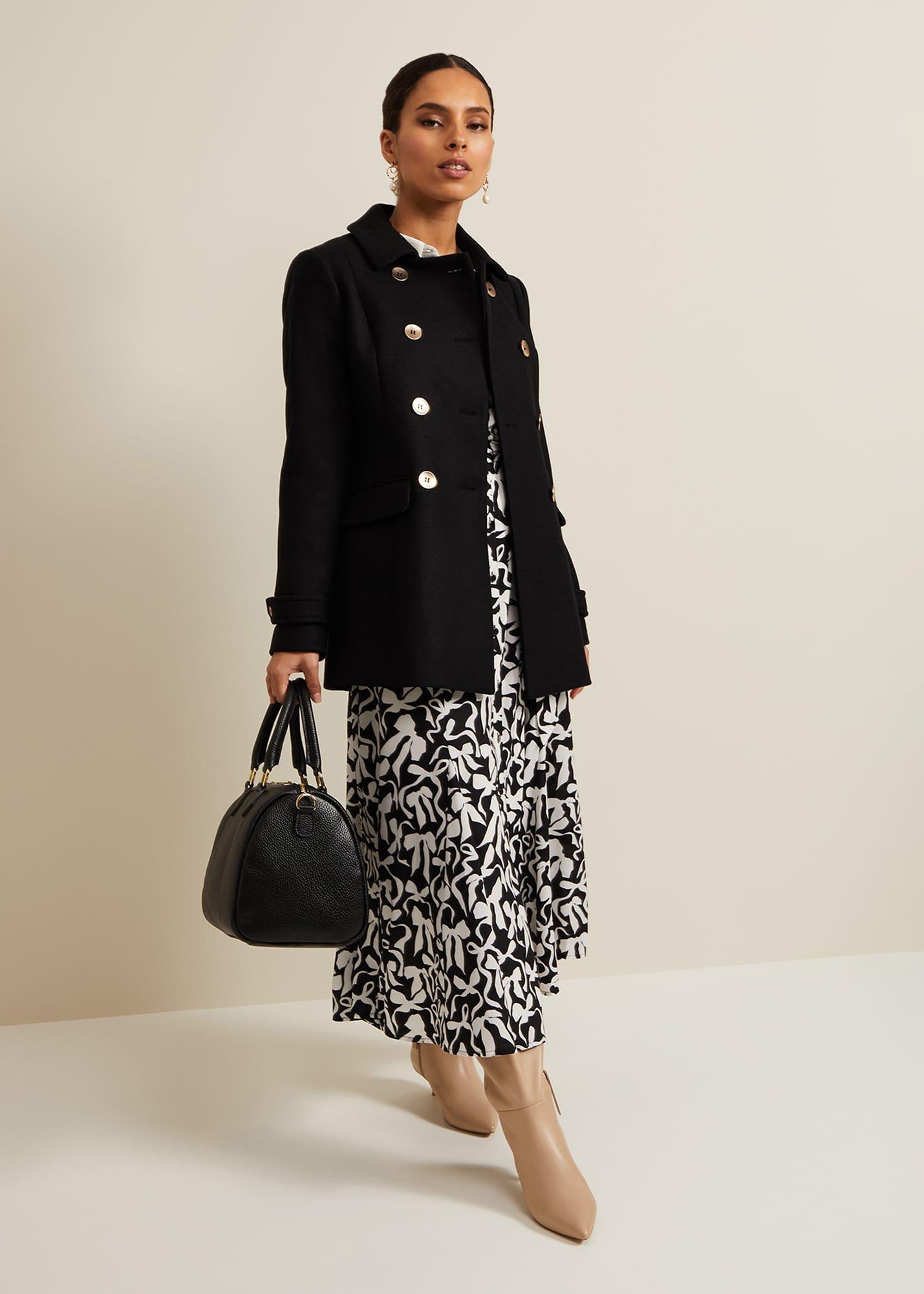 Petite Bonnie Black Bow Shirt Midi Dress
