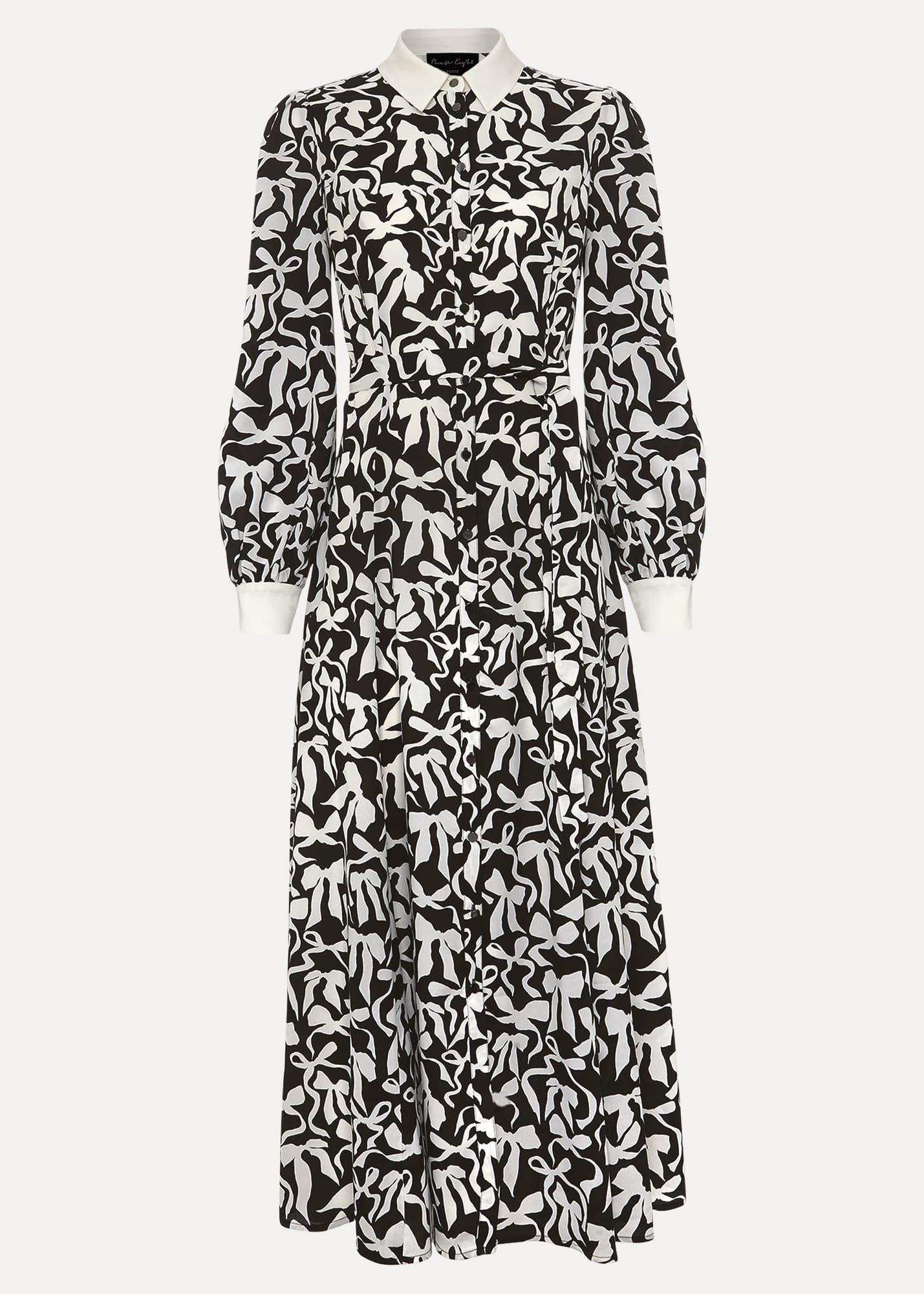 Petite Bonnie Black Bow Shirt Midi Dress