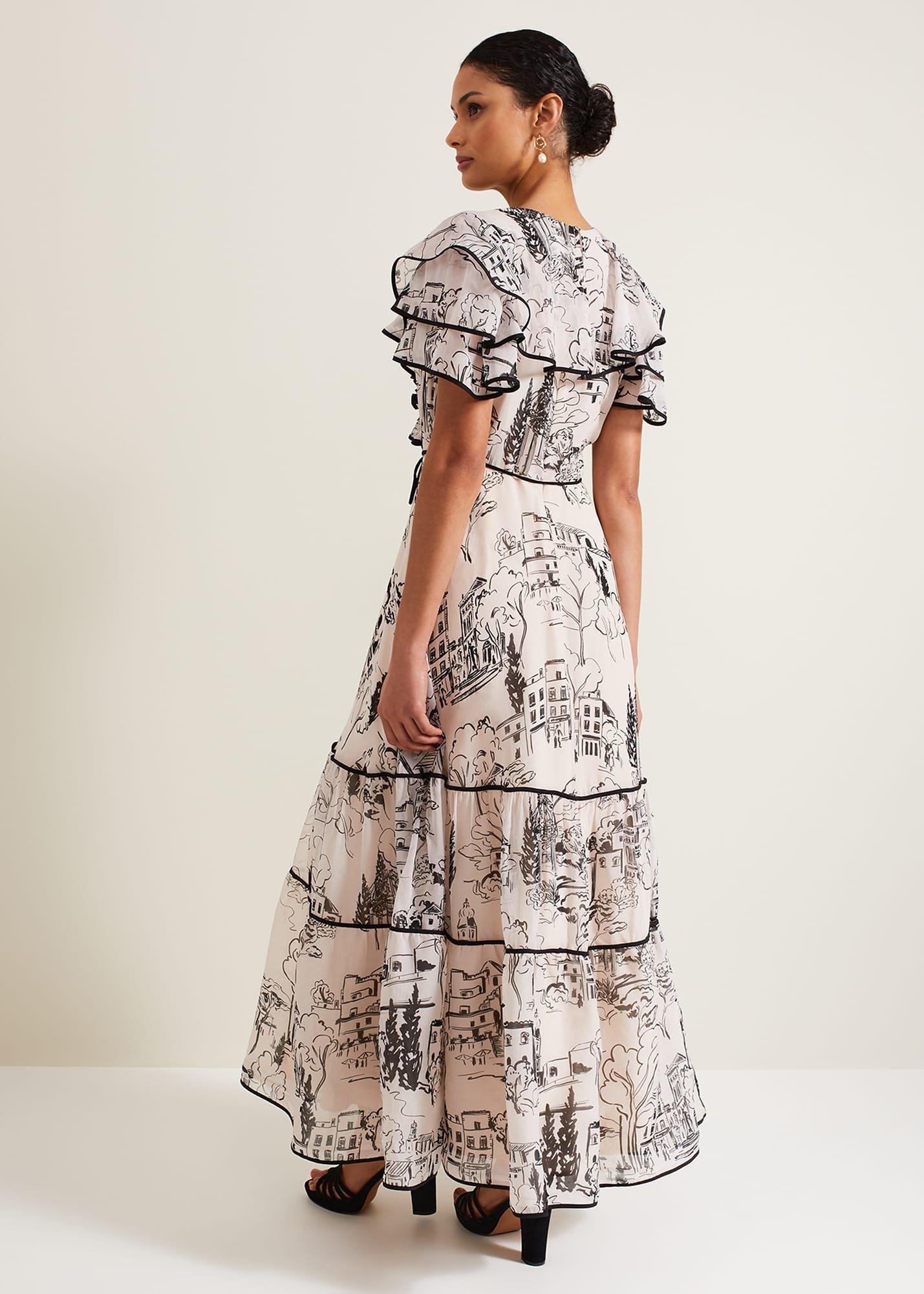 Arlette Sketch Print Maxi Dress
