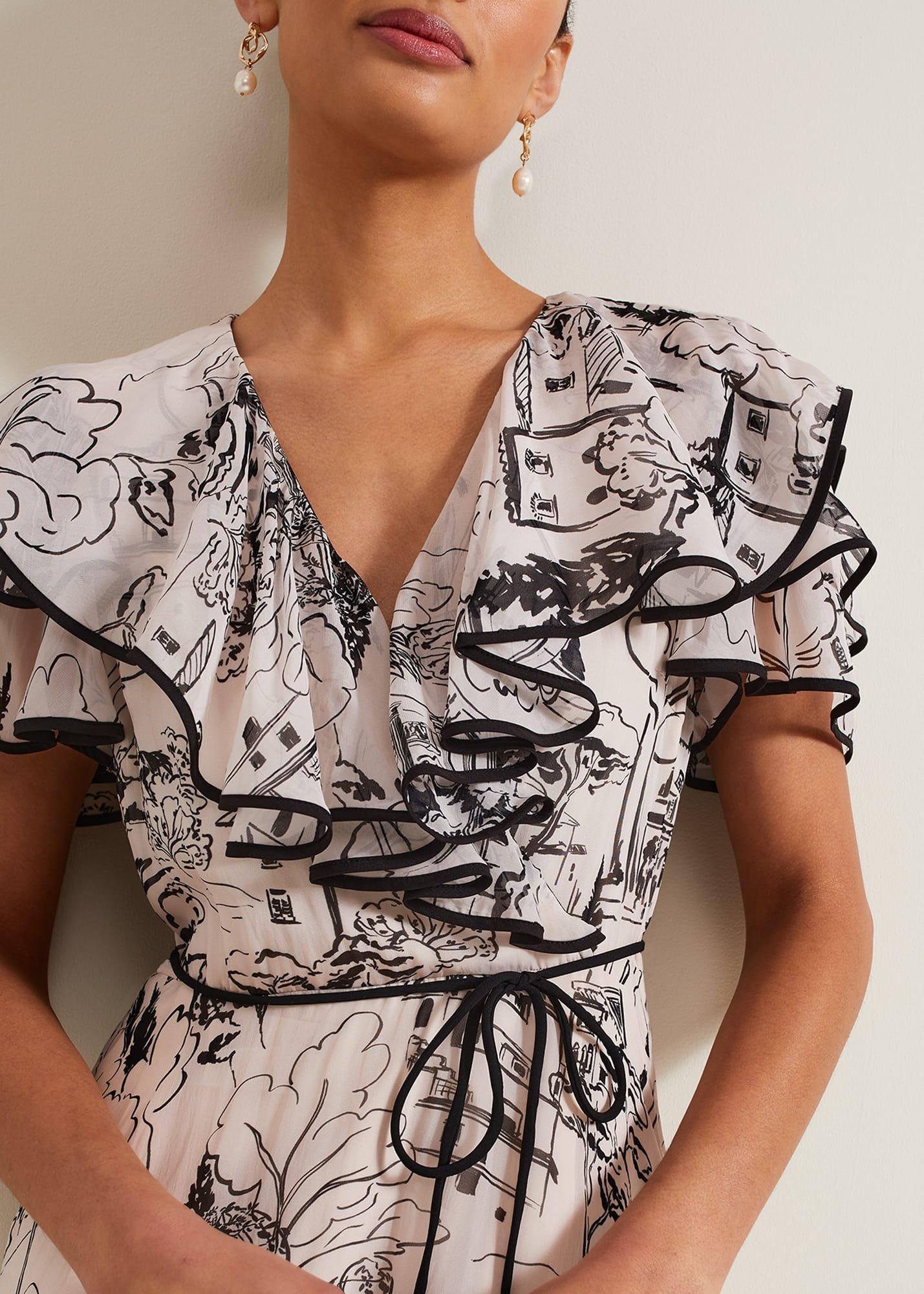 Arlette Sketch Print Maxi Dress