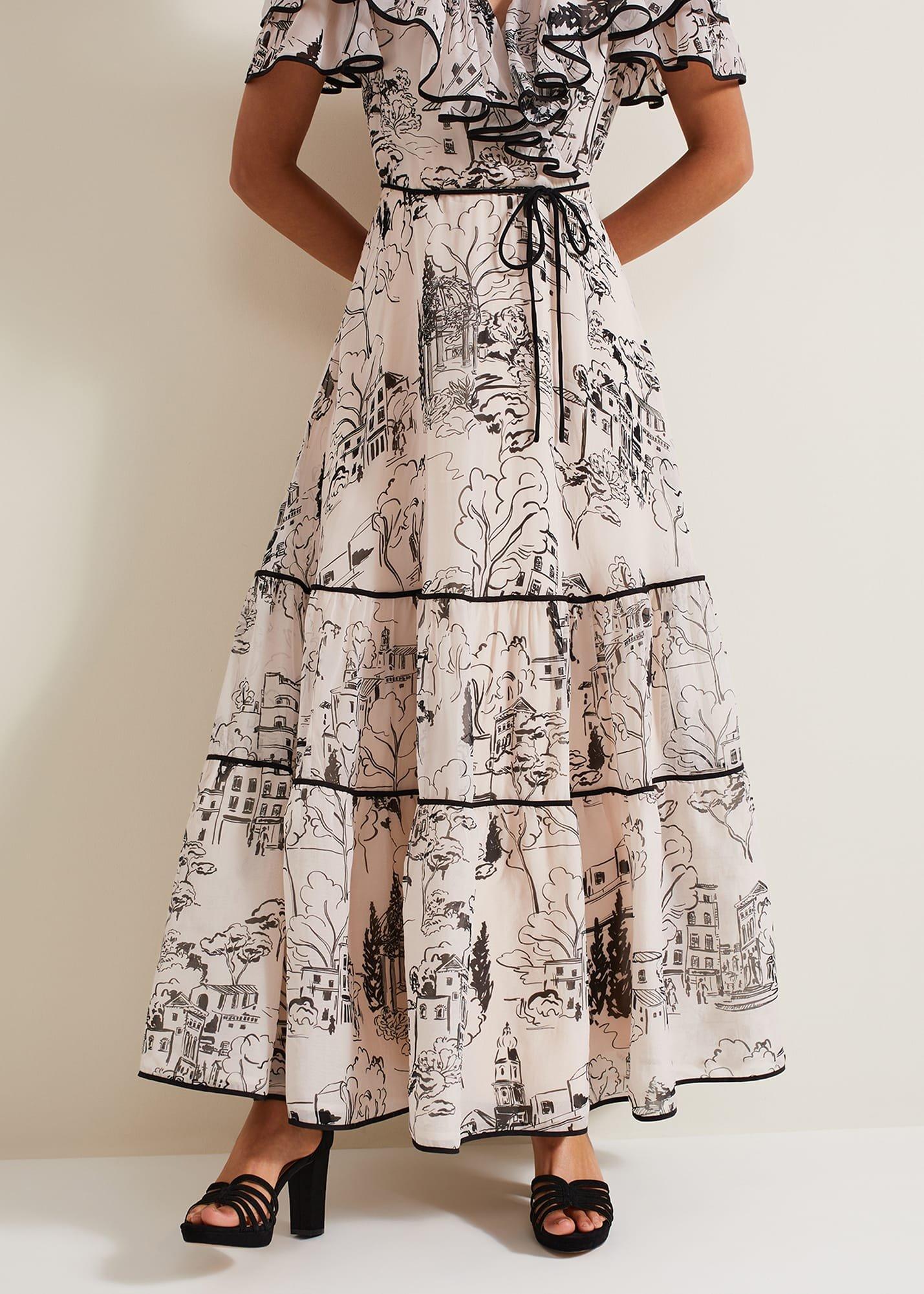 Arlette Sketch Print Maxi Dress