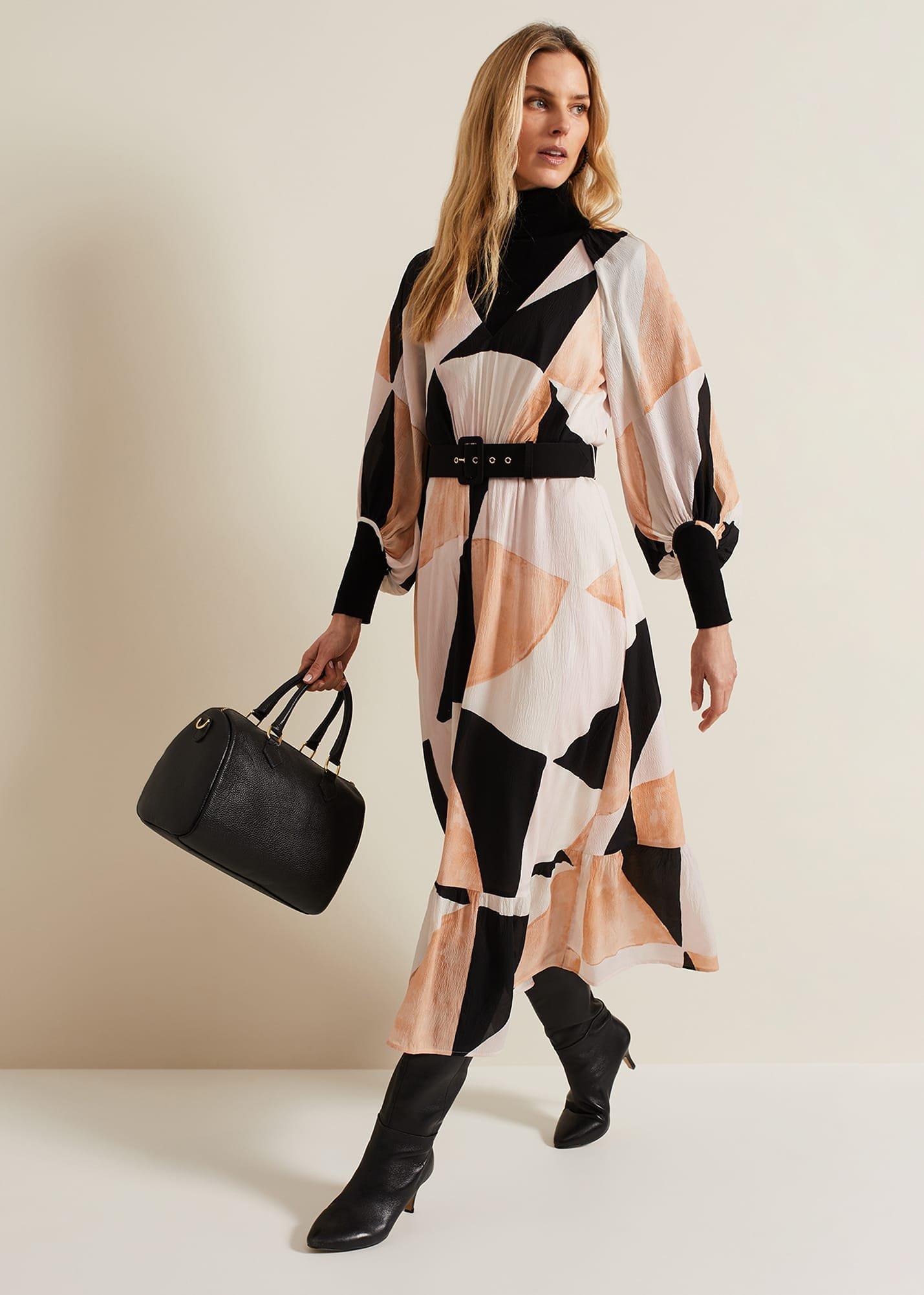Sophia Colourblock Belted Midi Dress