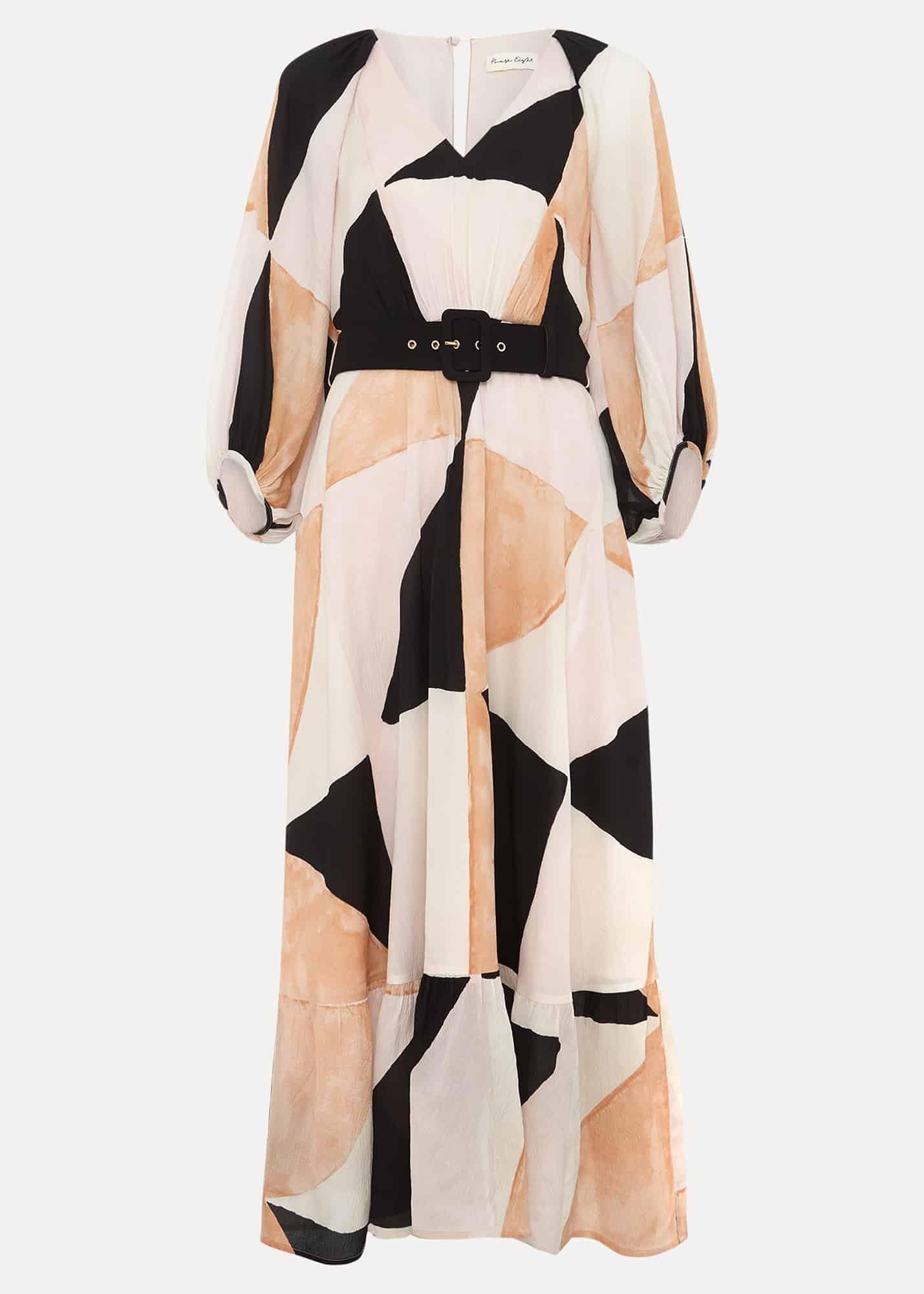 Sophia Colourblock Belted Midi Dress
