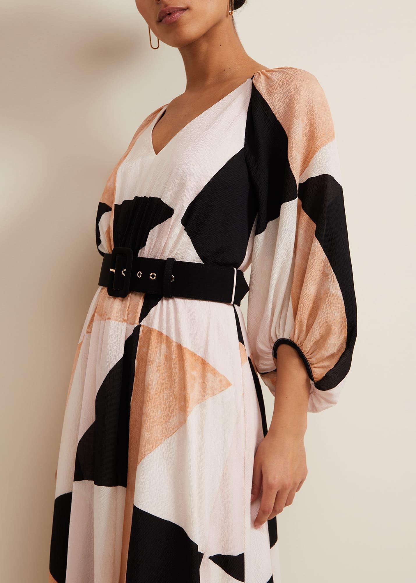 Petite Sophia Colour Block Belted Dress