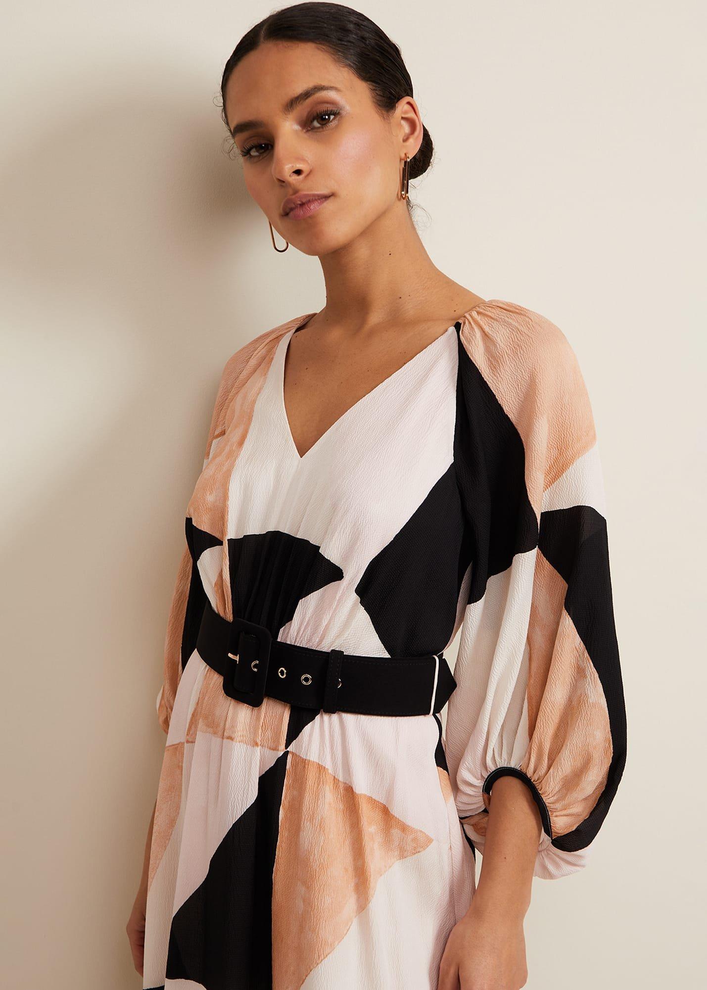 Petite Sophia Colour Block Belted Dress