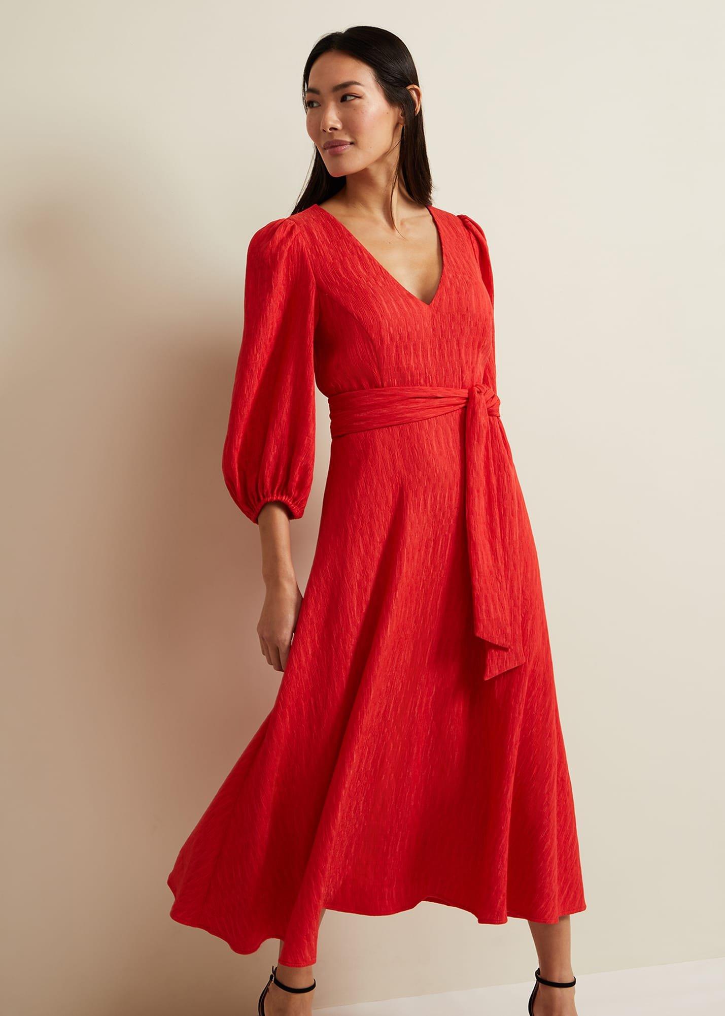 Marilyn Puff Sleeve Midi Dress