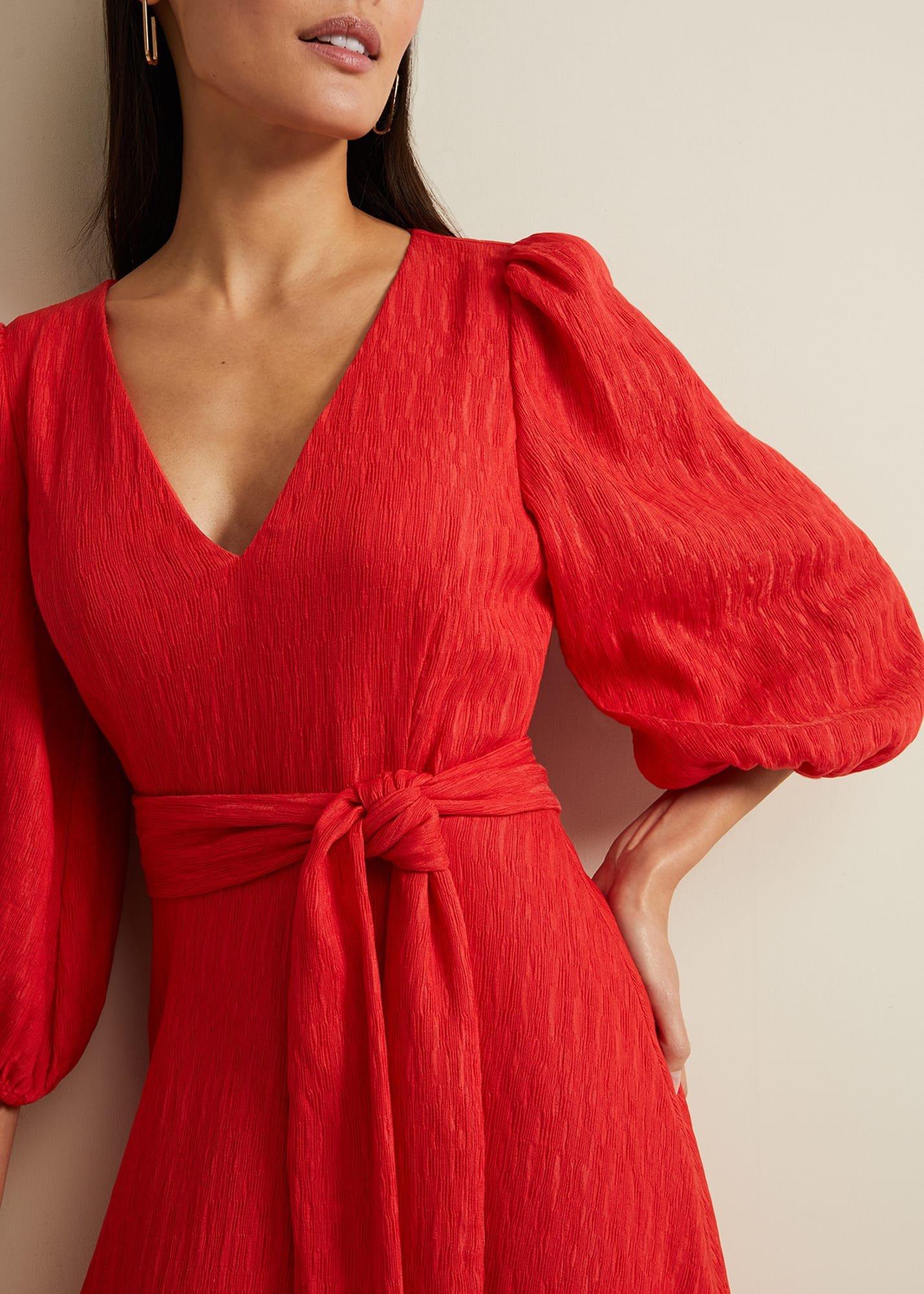 Marilyn Puff Sleeve Midi Dress