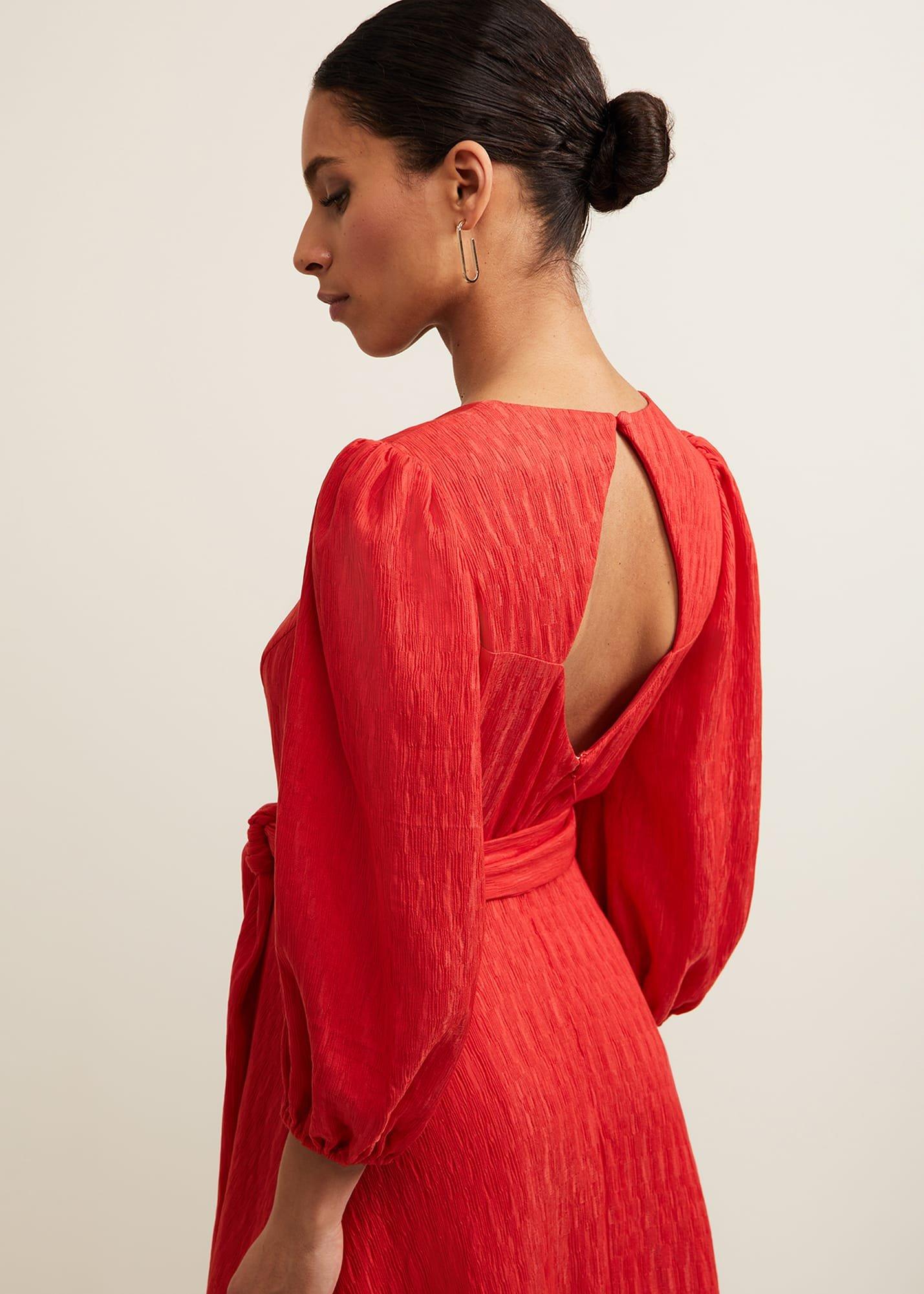Petite Marilyn Puff Sleeve Midi Dress