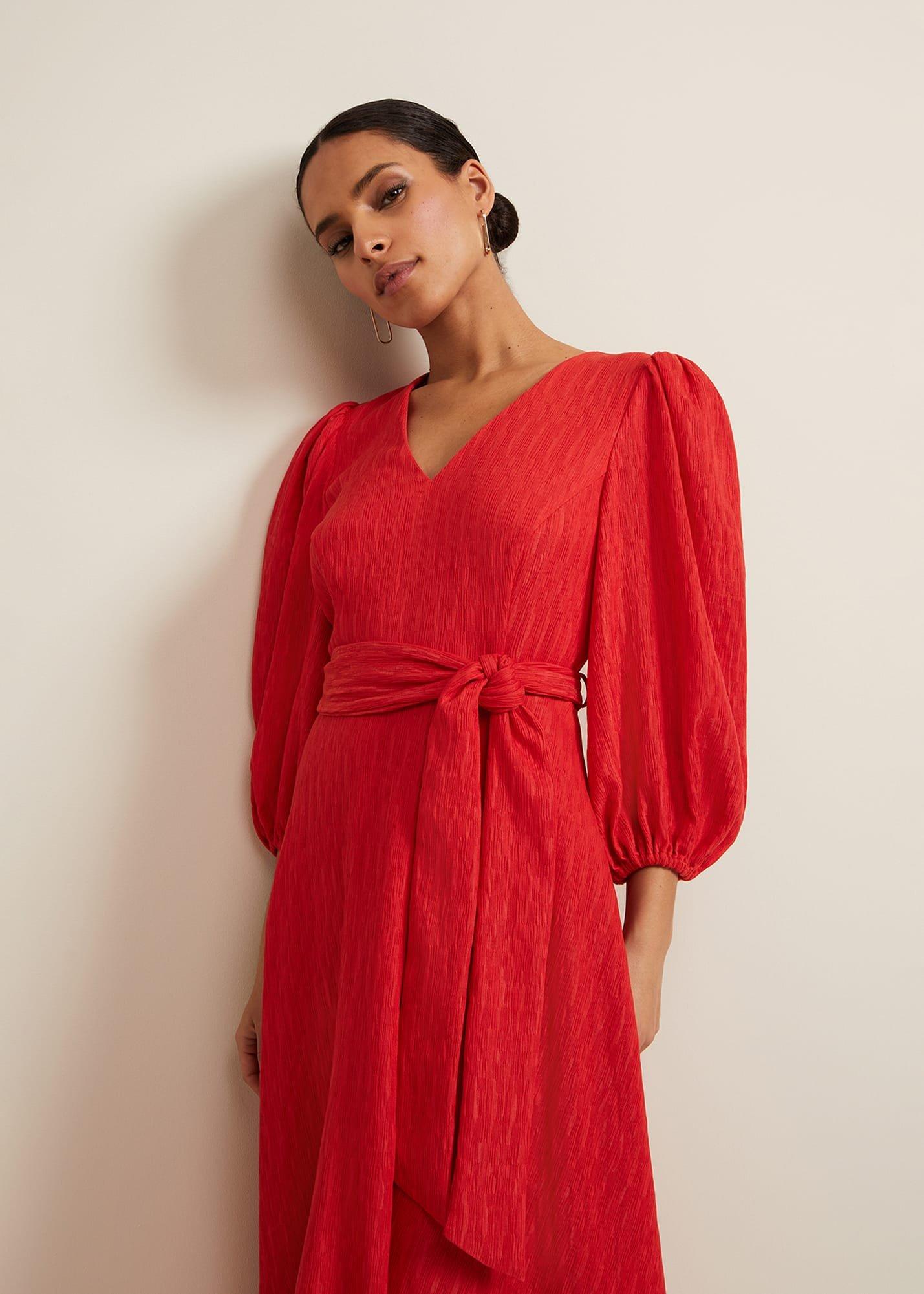 Petite Marilyn Puff Sleeve Midi Dress