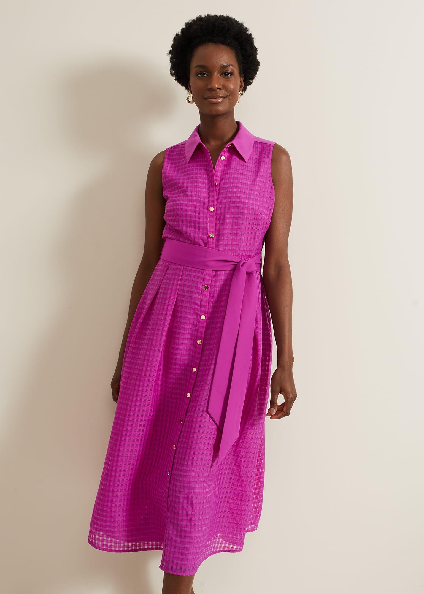 Carey Sleeveless Check Midi Dress
