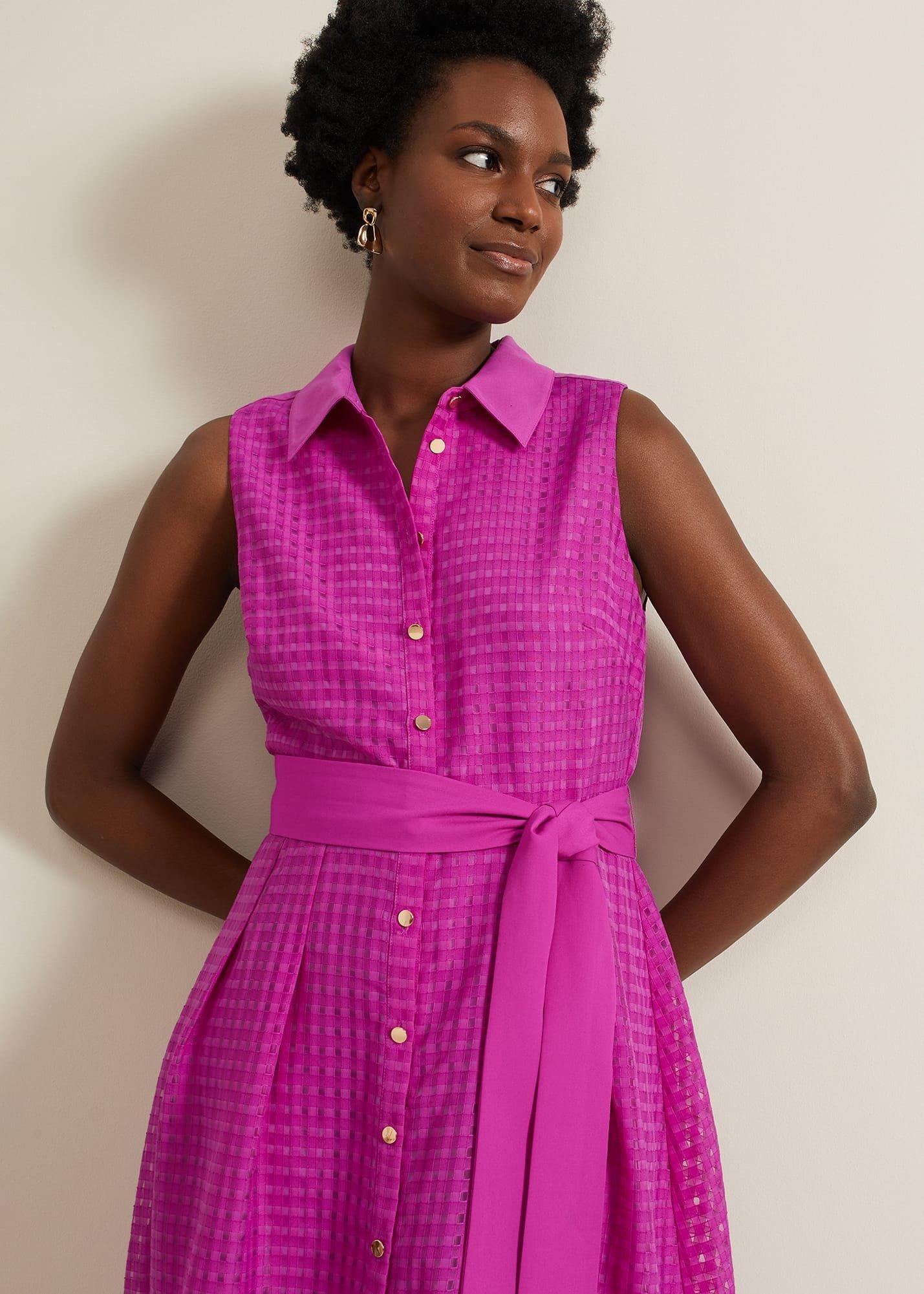 Carey Sleeveless Check Midi Dress