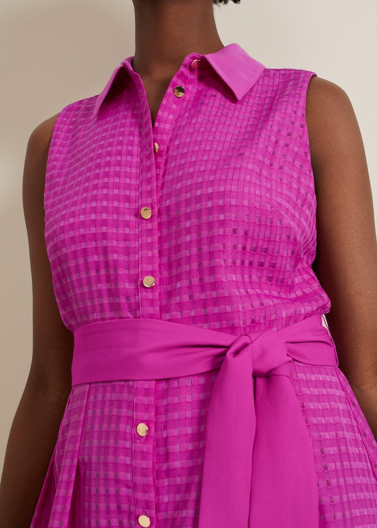 Carey Sleeveless Check Midi Dress