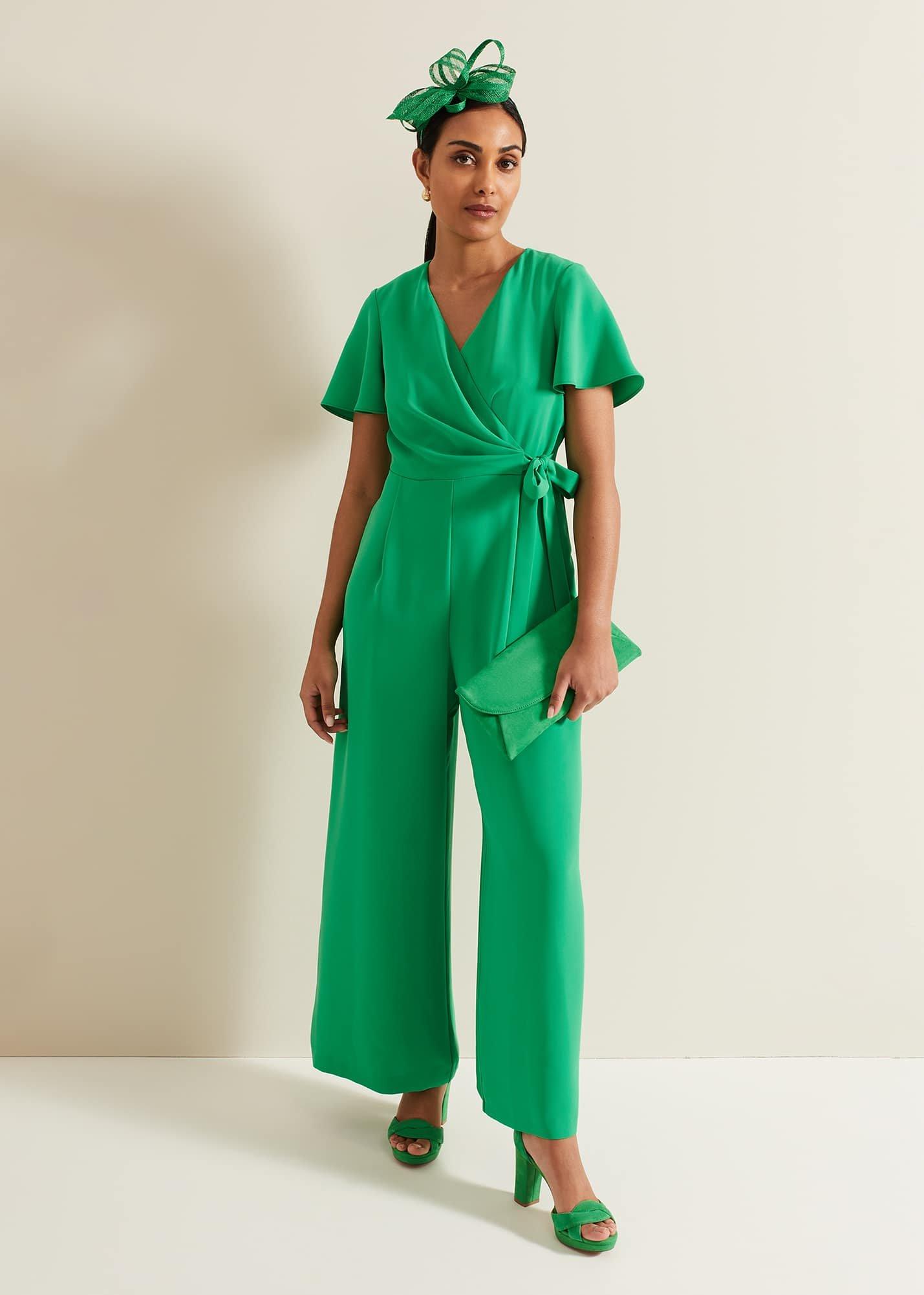 Petite Julissa Green Wide Leg Jumpsuit