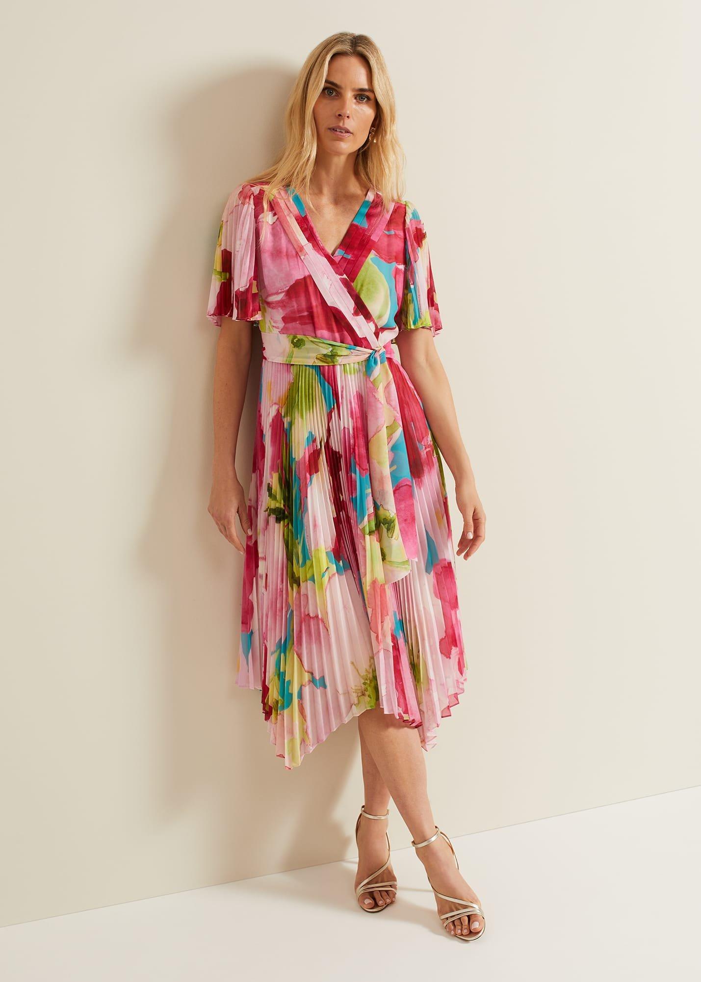 Kendall Floral Pleat Midi Dress