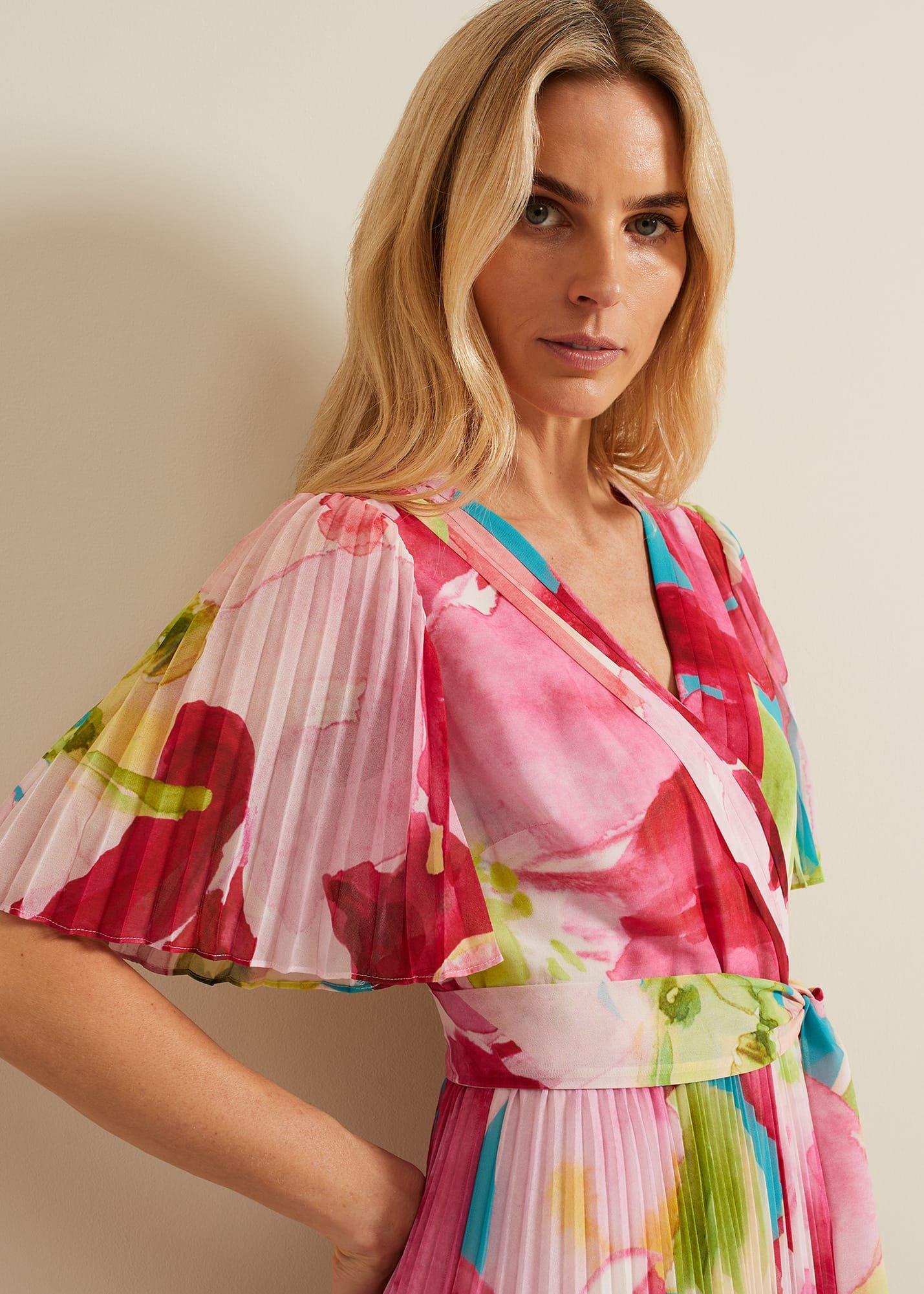 Kendall Floral Pleat Midi Dress
