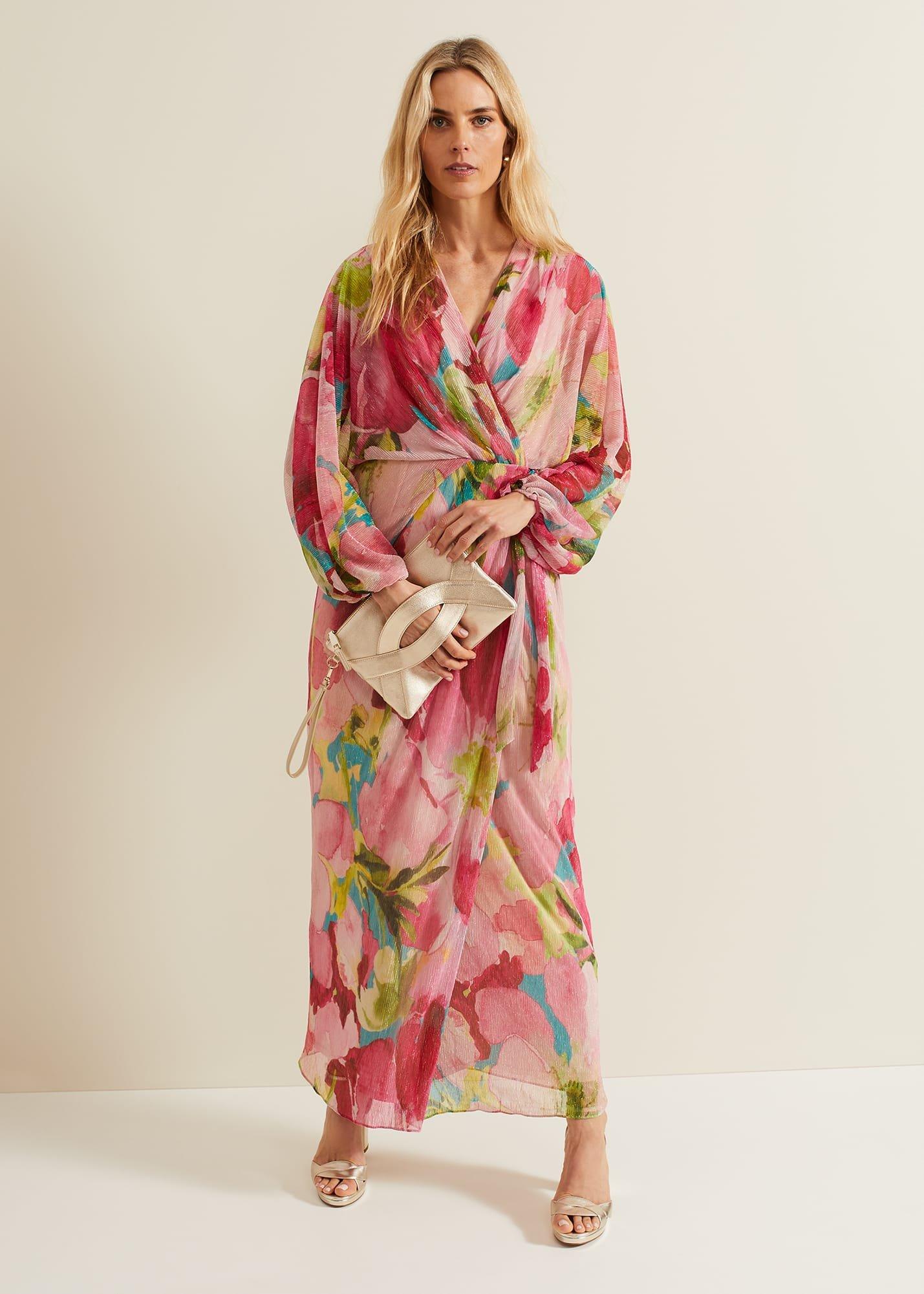 Cosmina Pleat Shimmer Maxi Dress