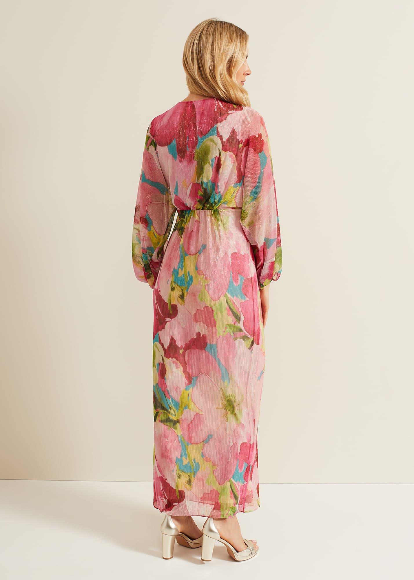 Cosmina Pleat Shimmer Maxi Dress