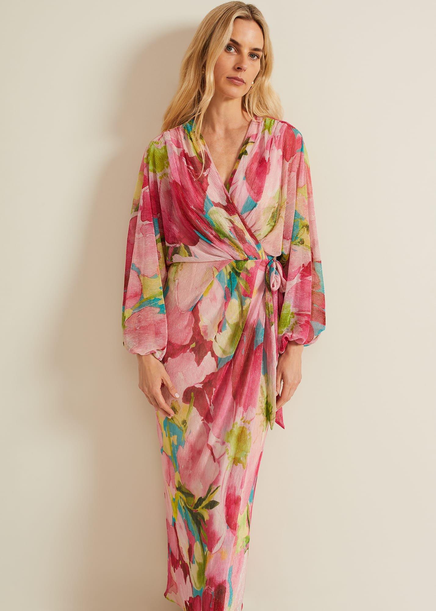 Cosmina Pleat Shimmer Maxi Dress