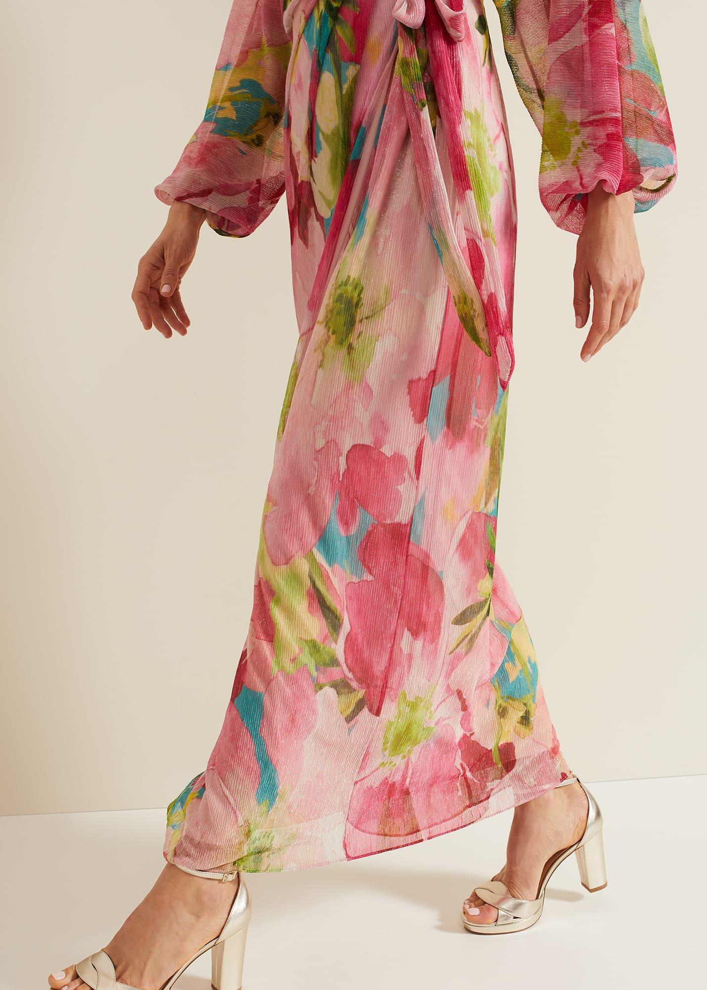 Cosmina Pleat Shimmer Maxi Dress