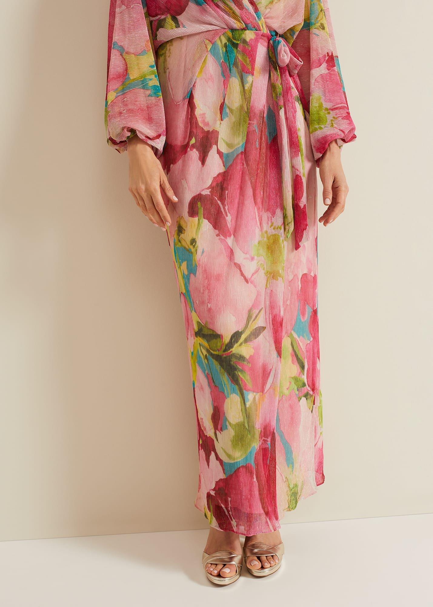 Cosmina Pleat Shimmer Maxi Dress