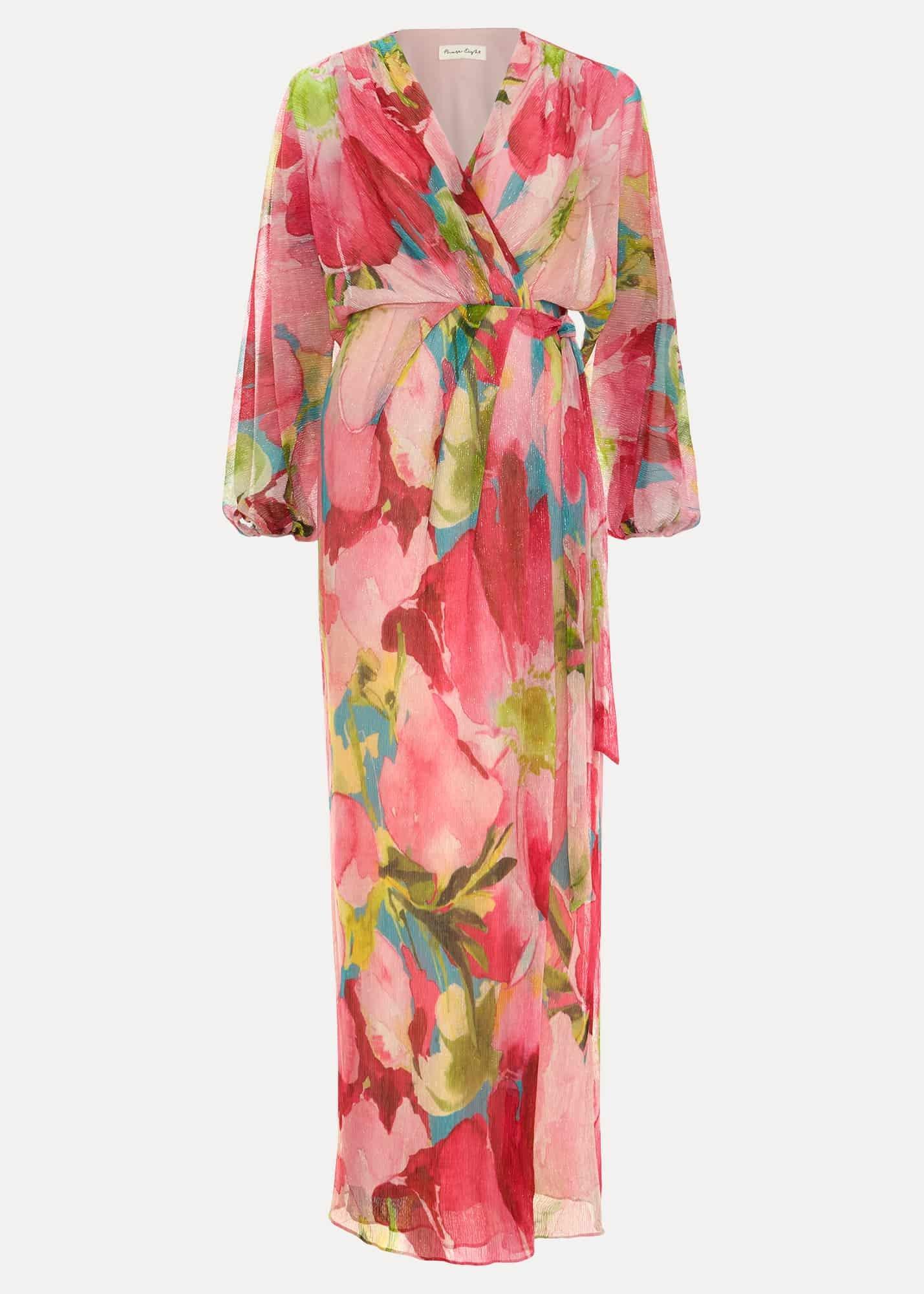 Cosmina Pleat Shimmer Maxi Dress