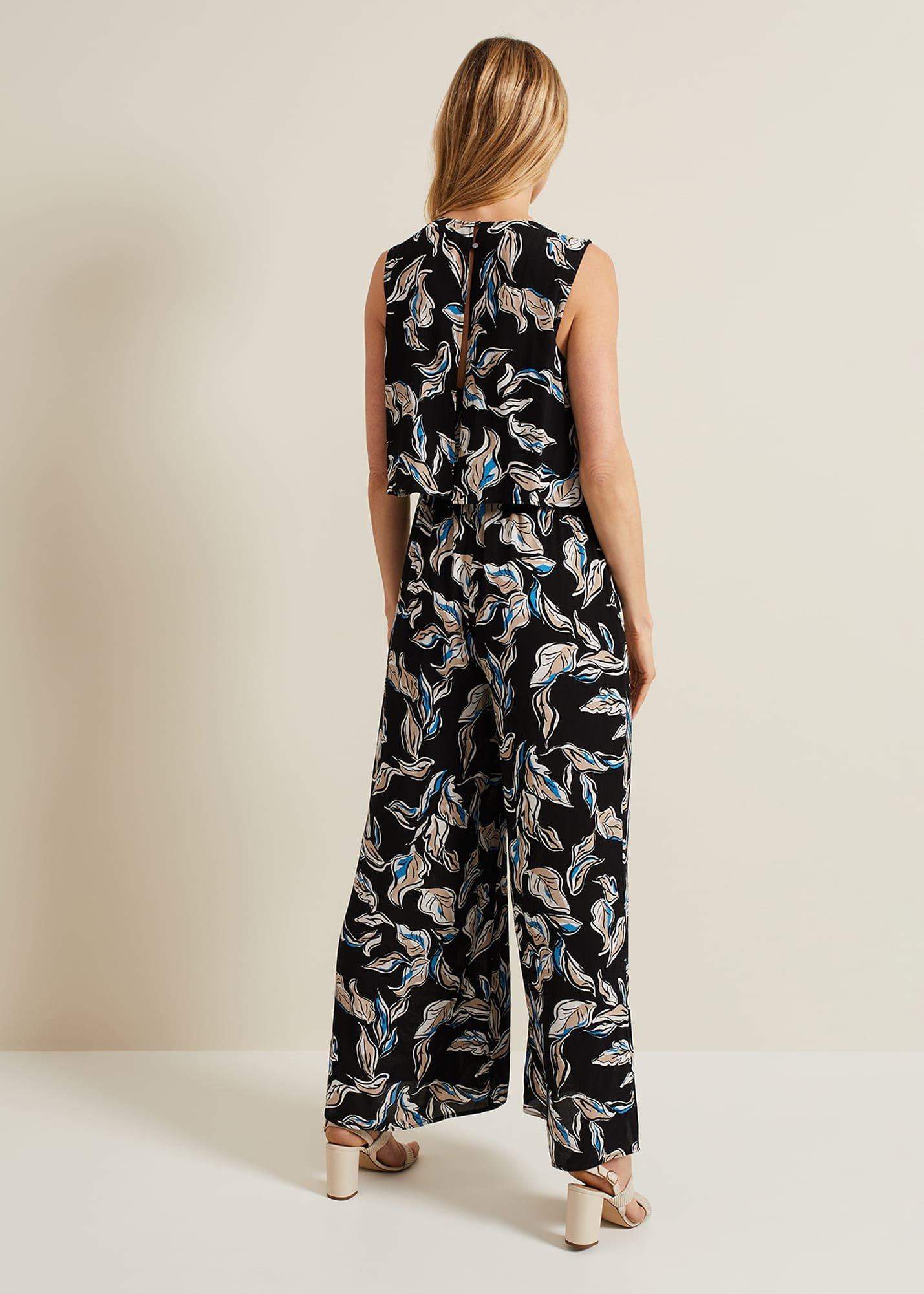 Aubrey Leaf Print Jumpsuit