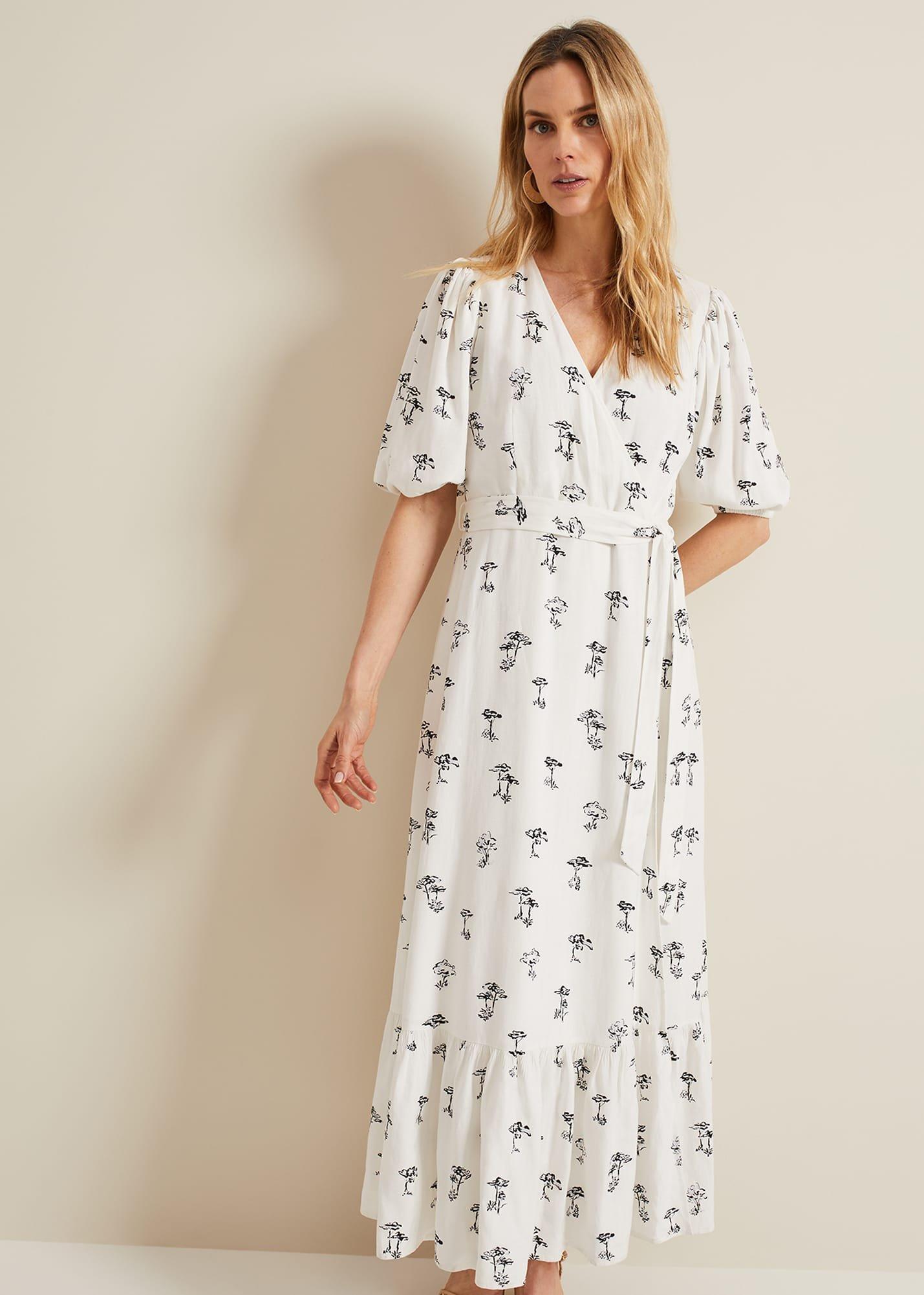 Nelly Linen Wrap Midi Dress