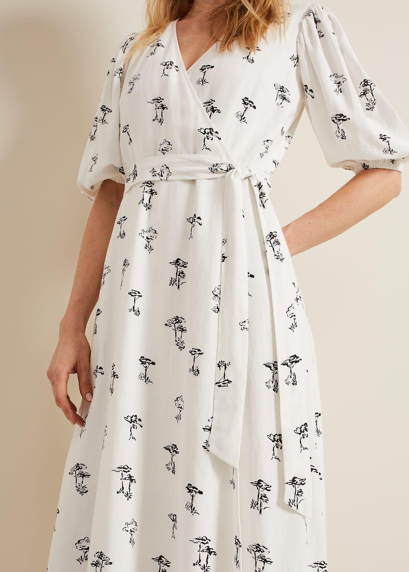 Nelly Linen Wrap Midi Dress