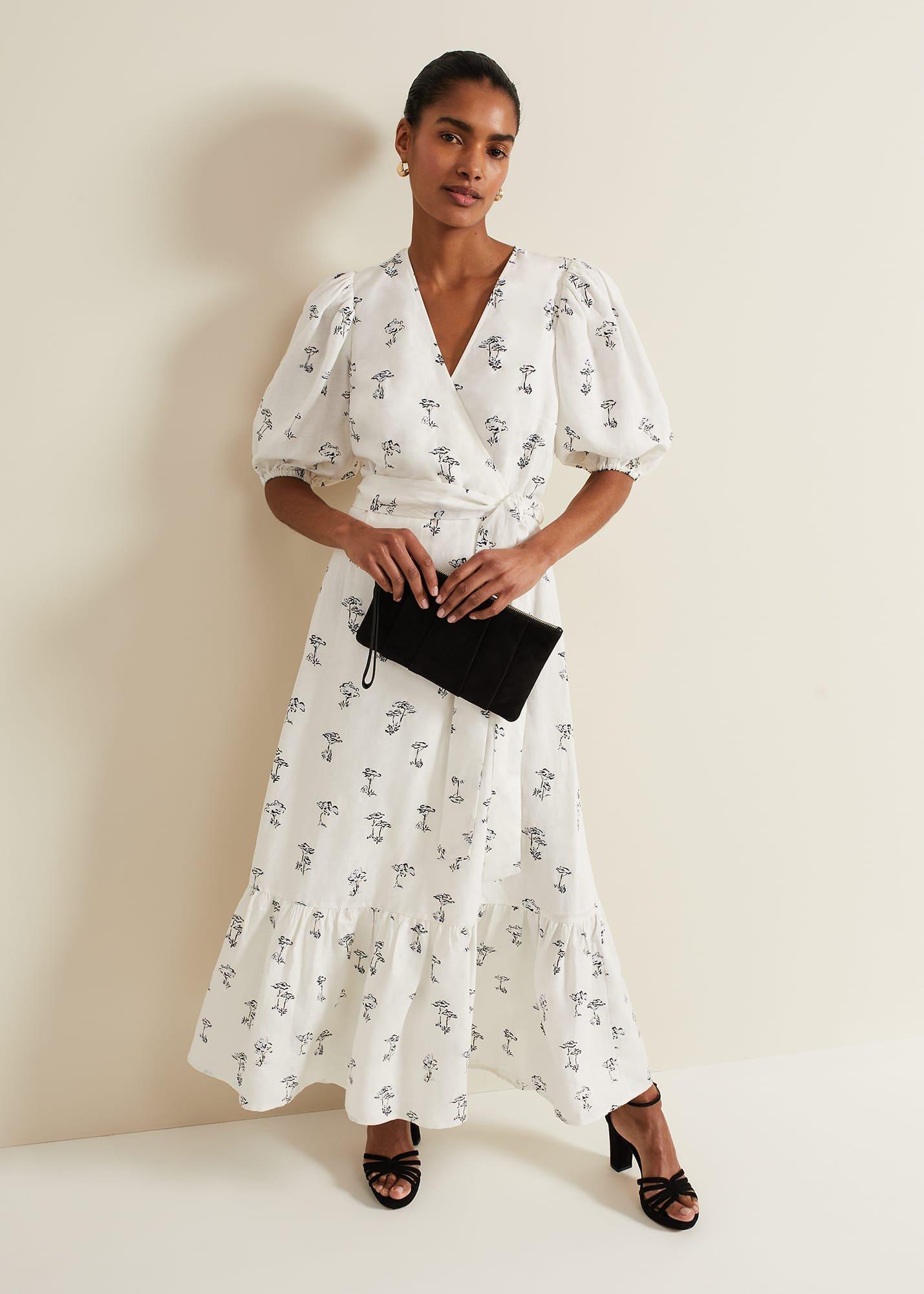 Nelly Linen Wrap Midi Dress