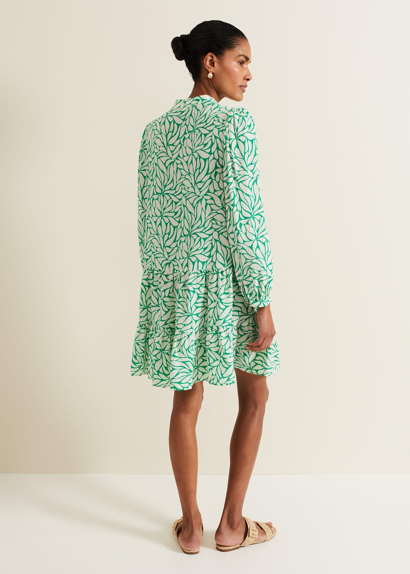 Penele Leaf Print Swing Dress