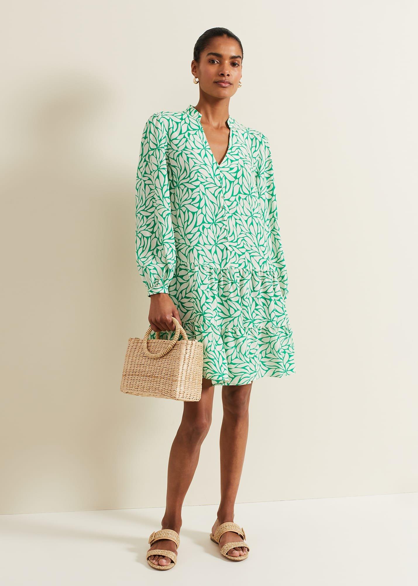 Penele Leaf Print Swing Dress