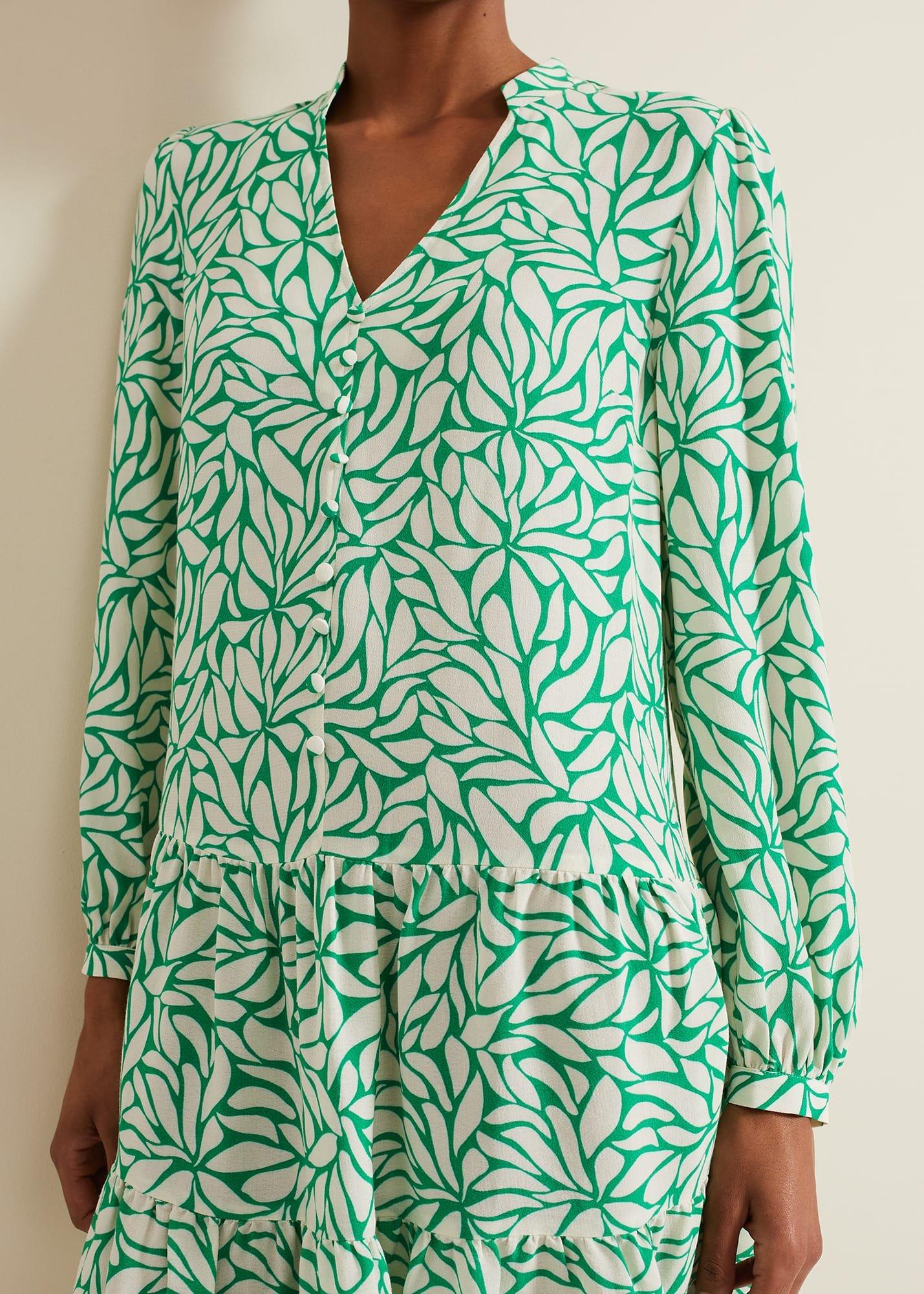 Penele Leaf Print Swing Dress