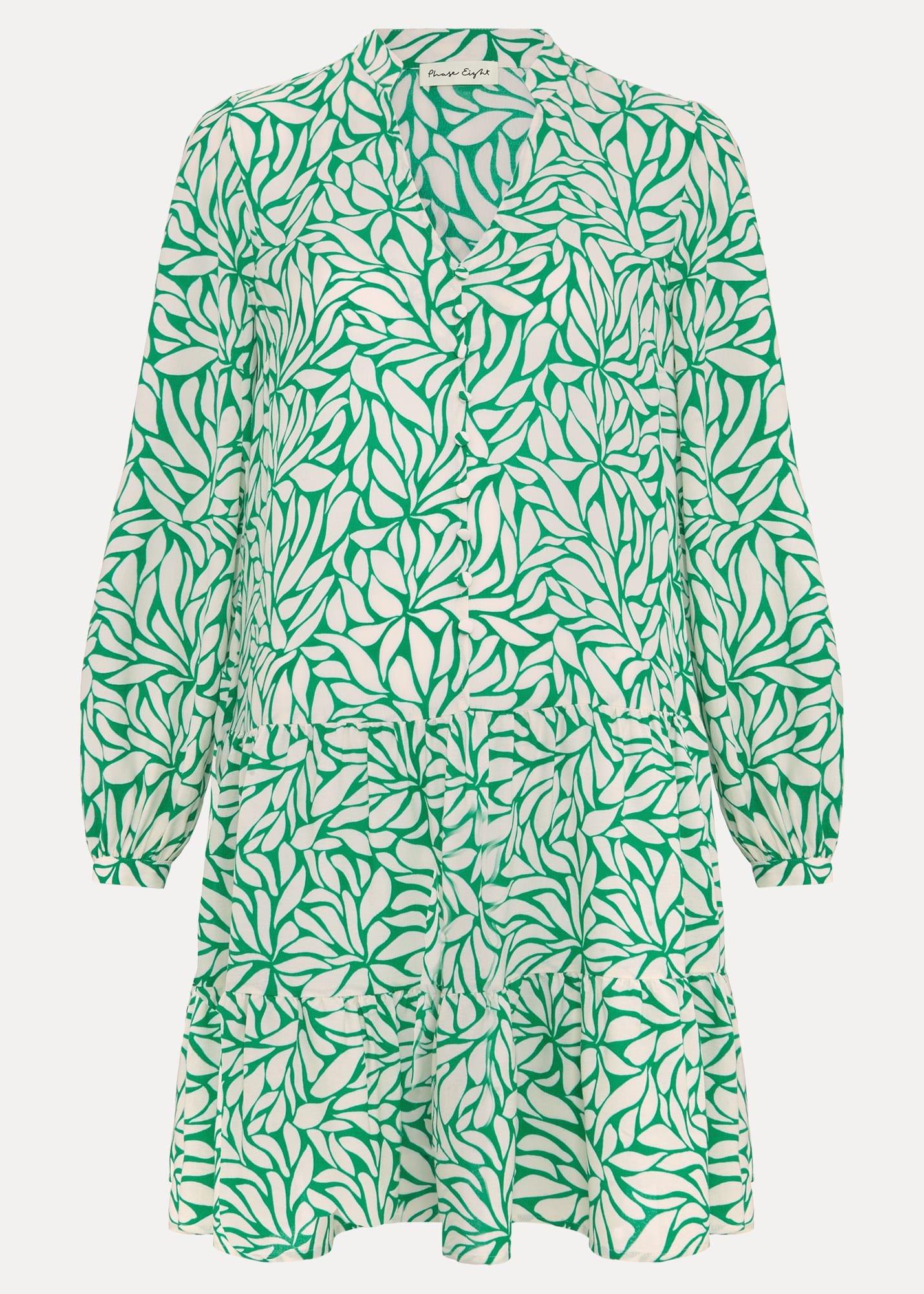 Penele Leaf Print Swing Dress