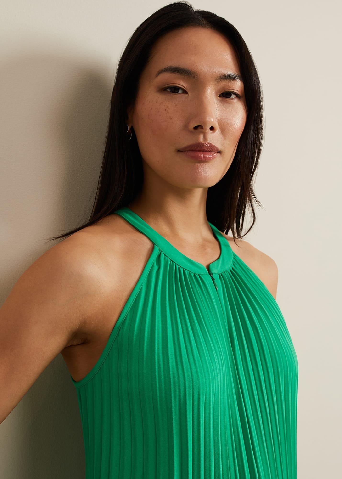 Brea Green Pleat  Jumpsuit