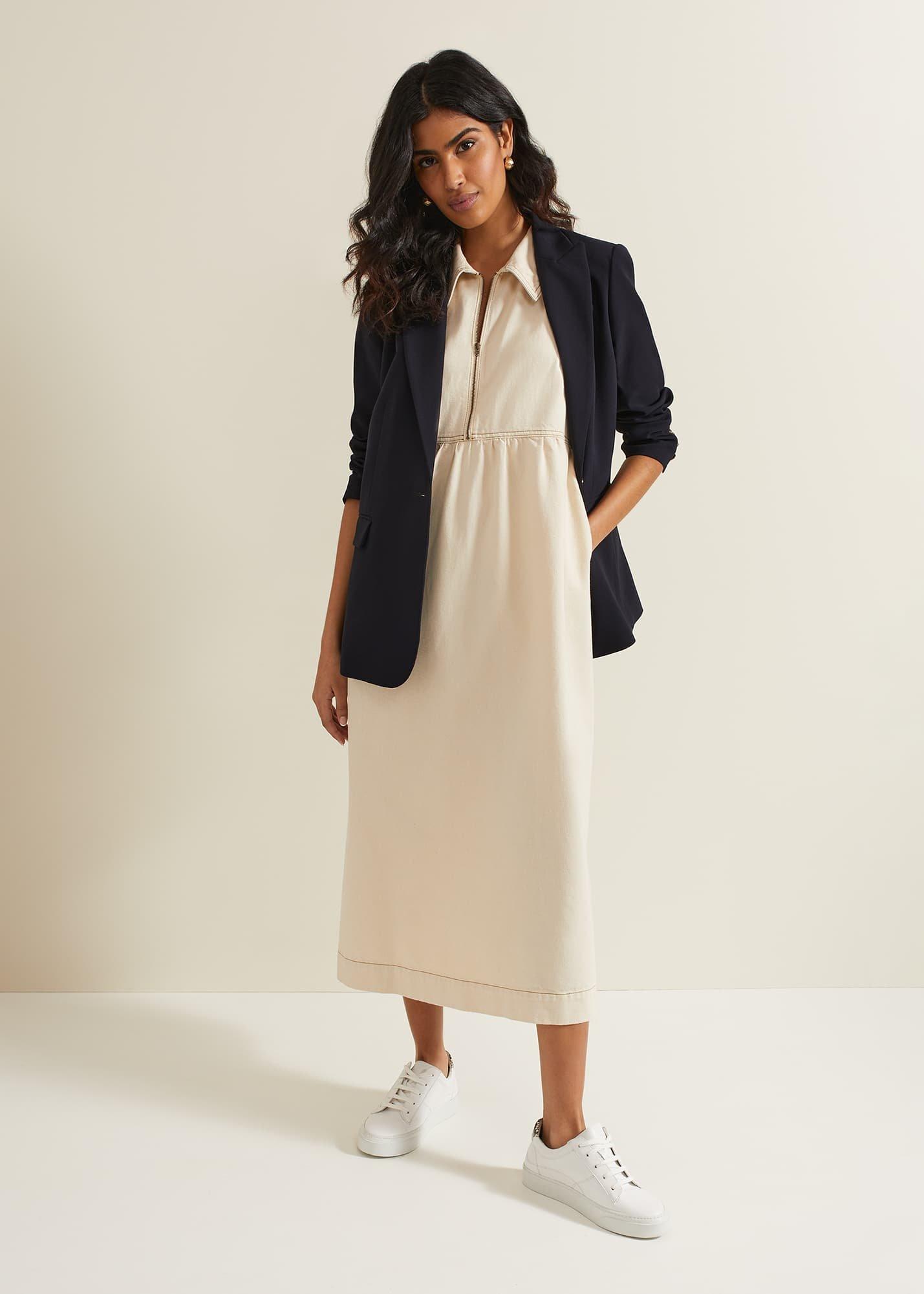 Blakely Zip Denim Midi Dress