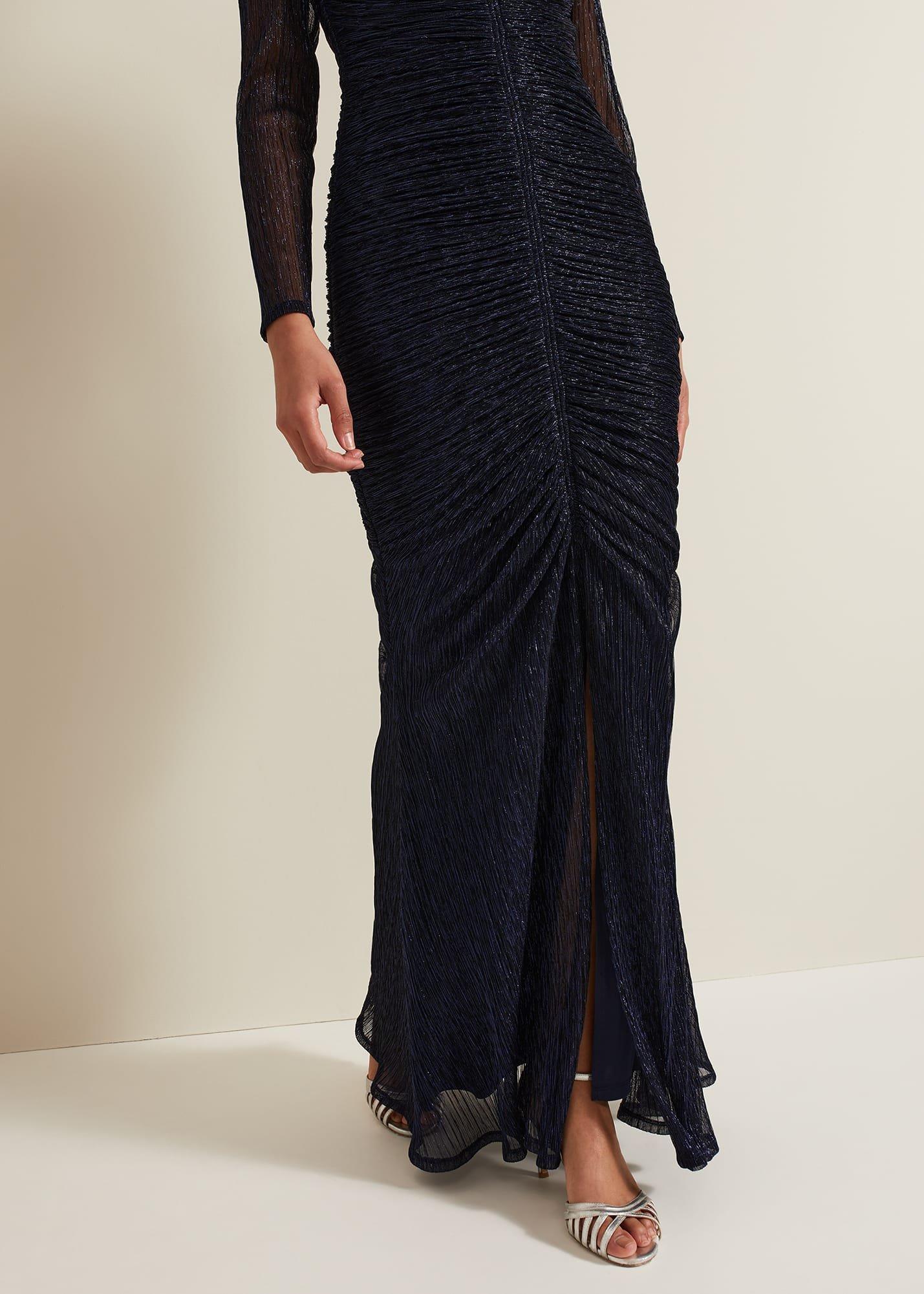 Shannia Ruched Shimmer Maxi Dress