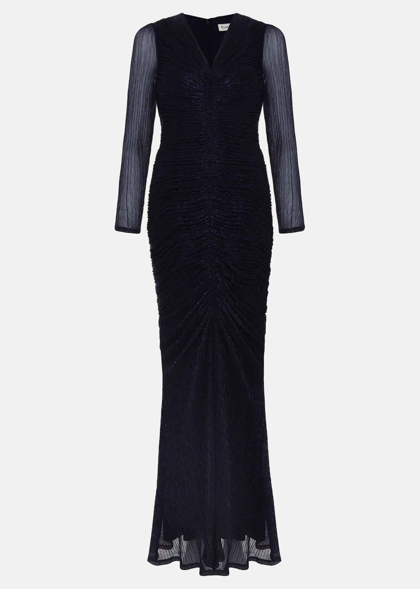 Shannia Ruched Shimmer Maxi Dress