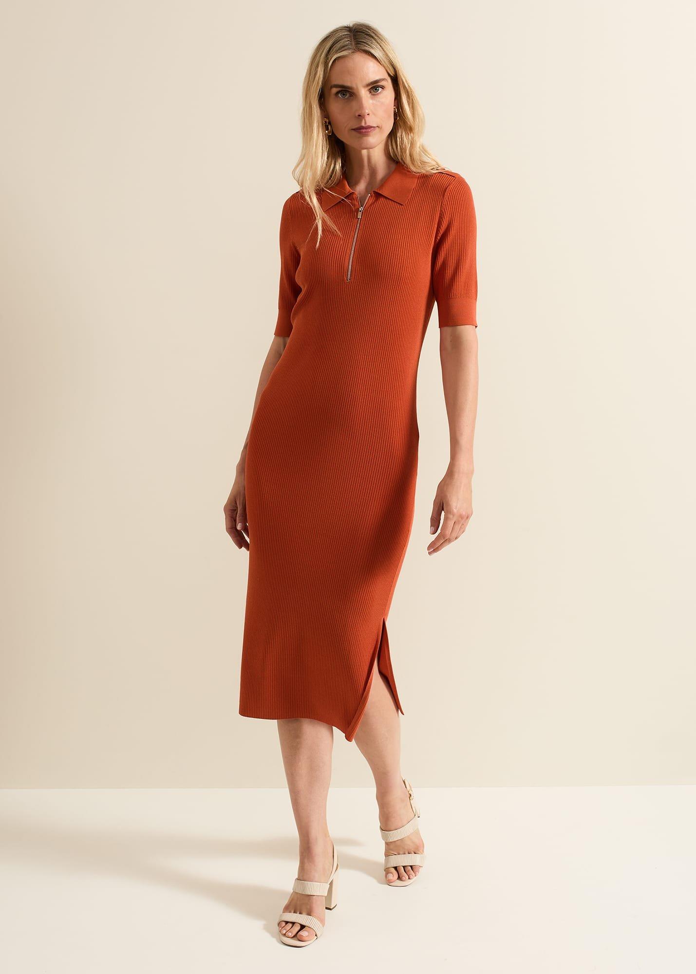 Perrie Ribbed Zip Midi Dress