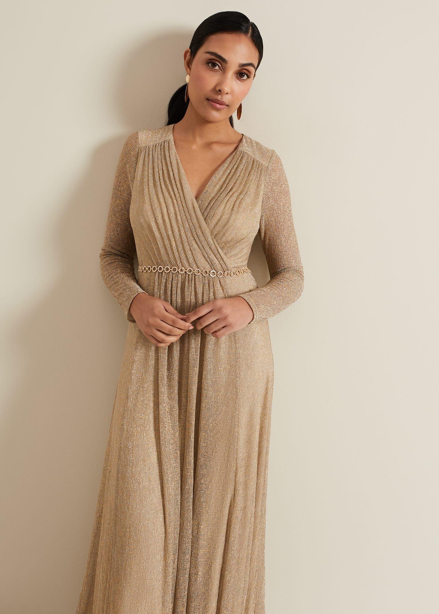 Petite Masie Metallic Jersey Maxi Dress