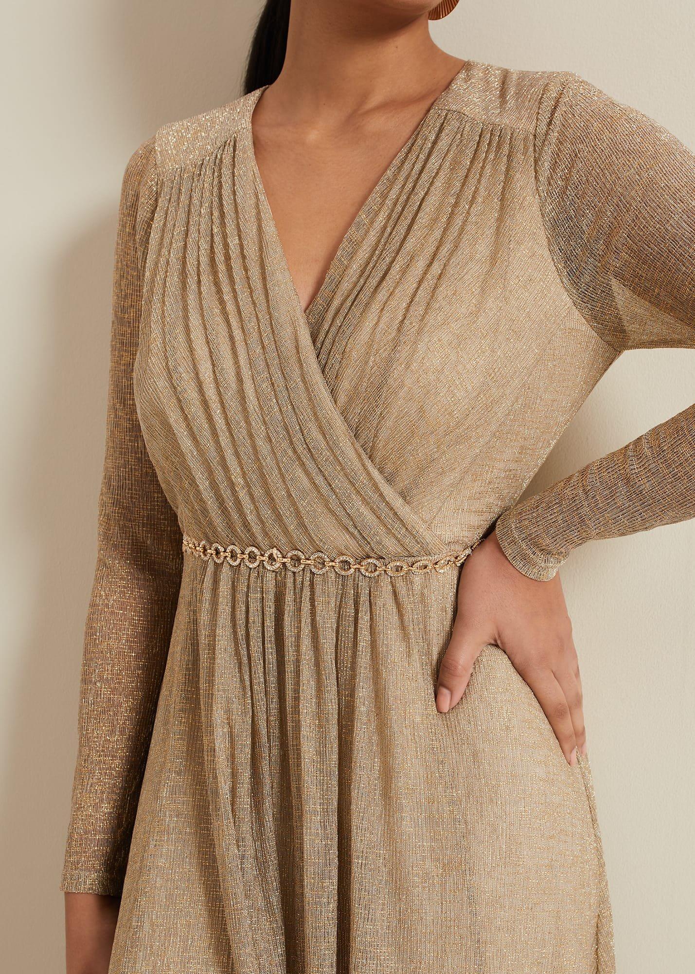 Petite Masie Metallic Jersey Maxi Dress