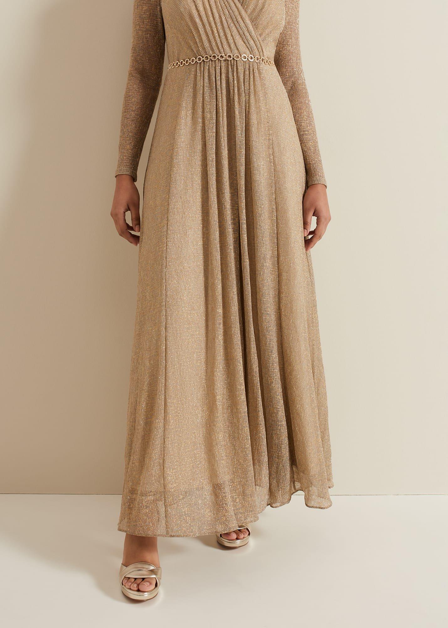Petite Masie Metallic Jersey Maxi Dress