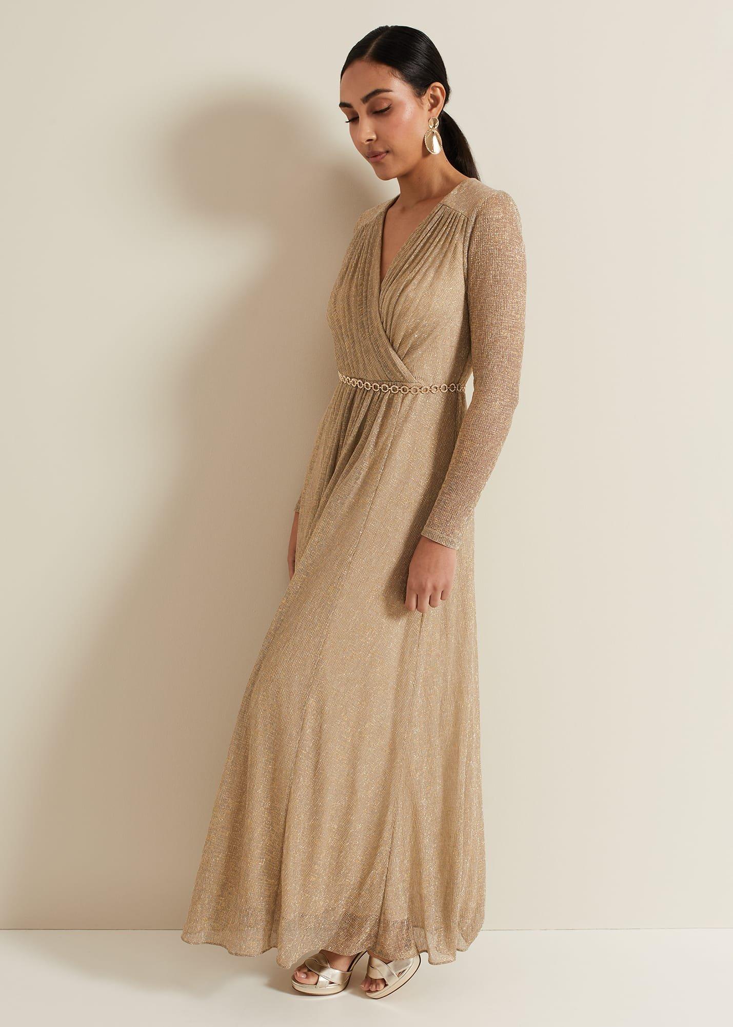 Petite Masie Metallic Jersey Maxi Dress