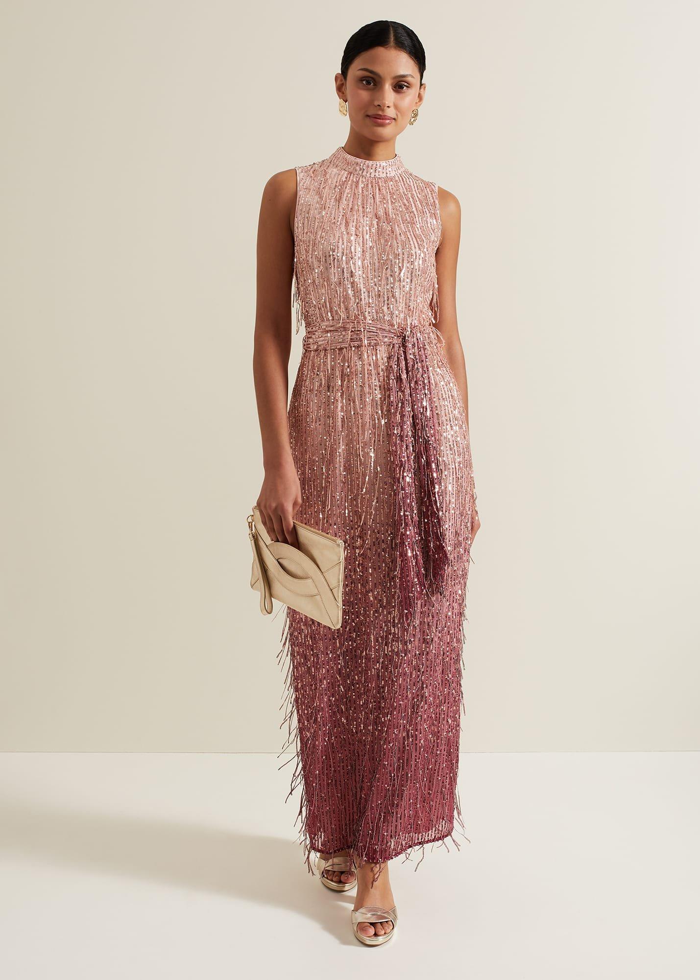 Becka Fringe Sequin Maxi Dress