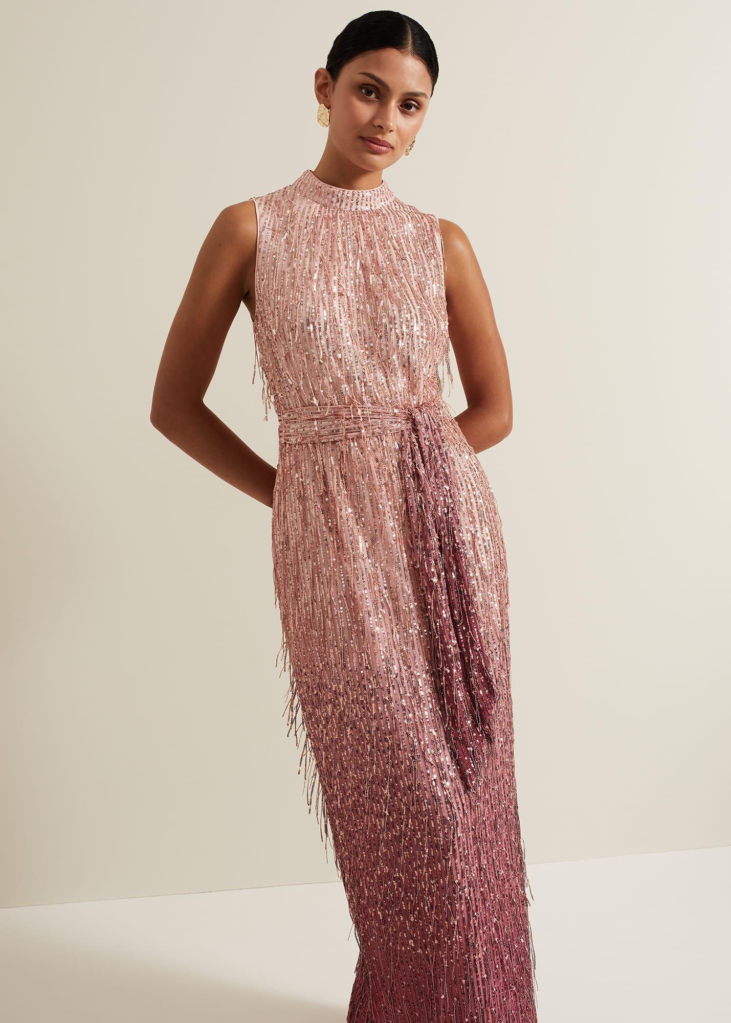 Becka Fringe Sequin Maxi Dress