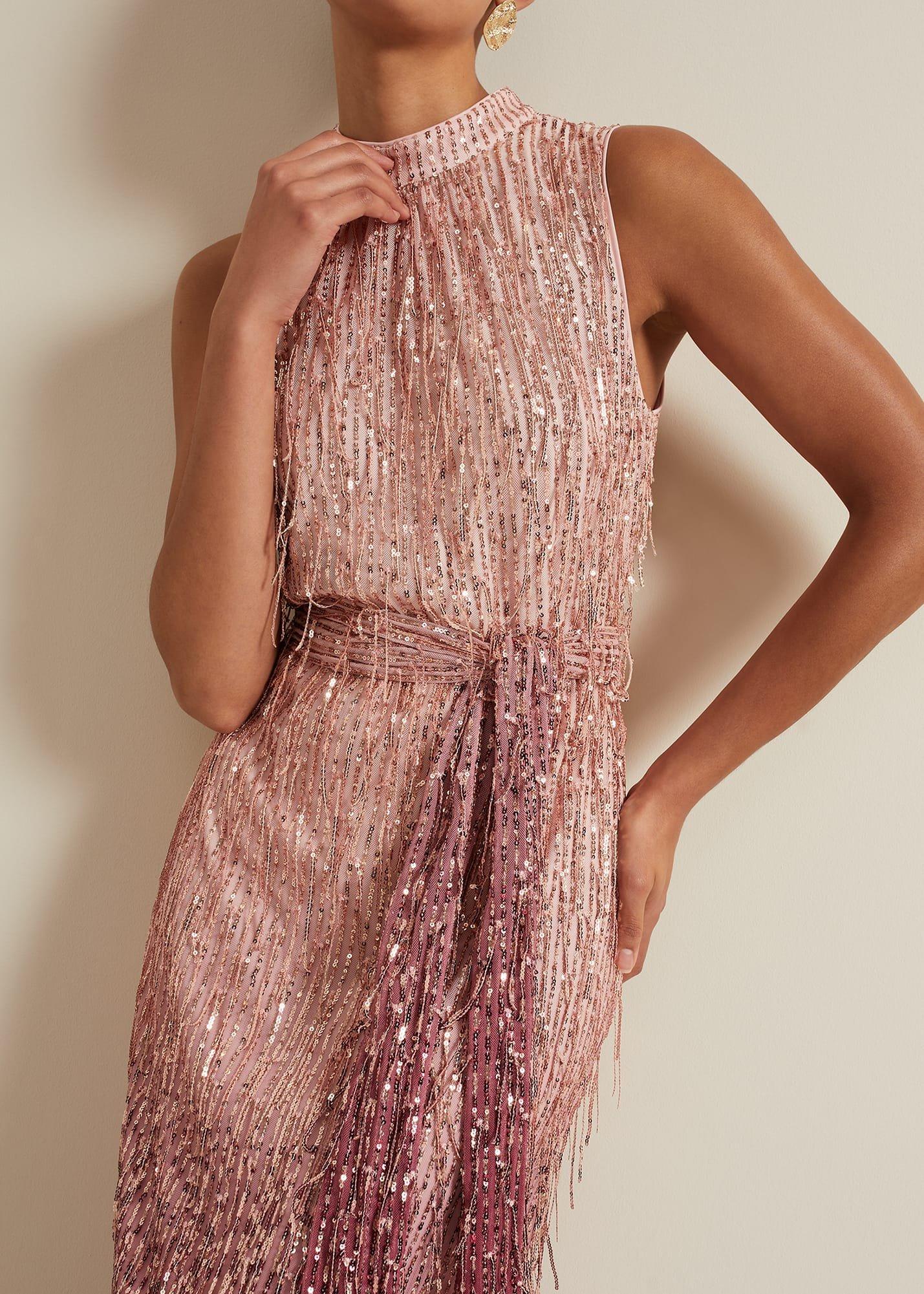 Becka Fringe Sequin Maxi Dress