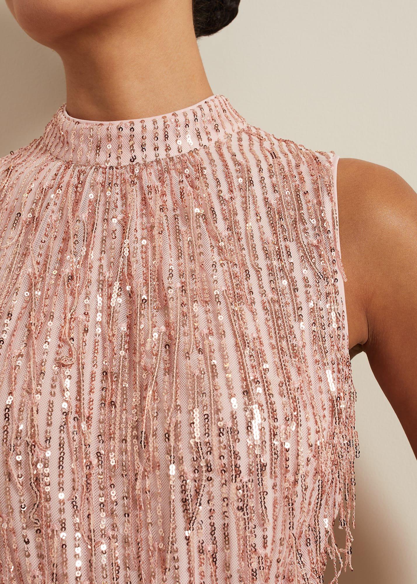 Becka Fringe Sequin Maxi Dress