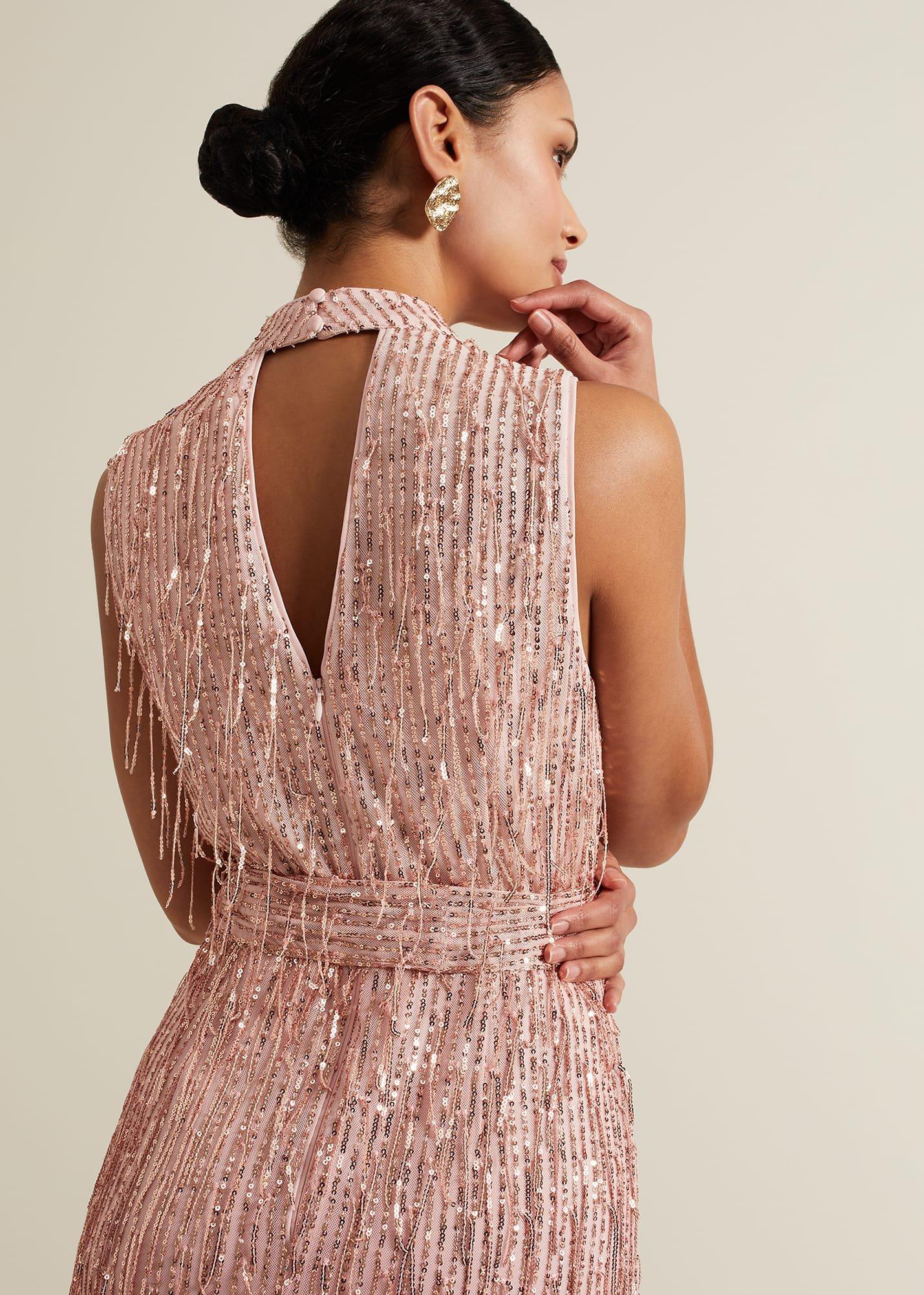 Becka Fringe Sequin Maxi Dress