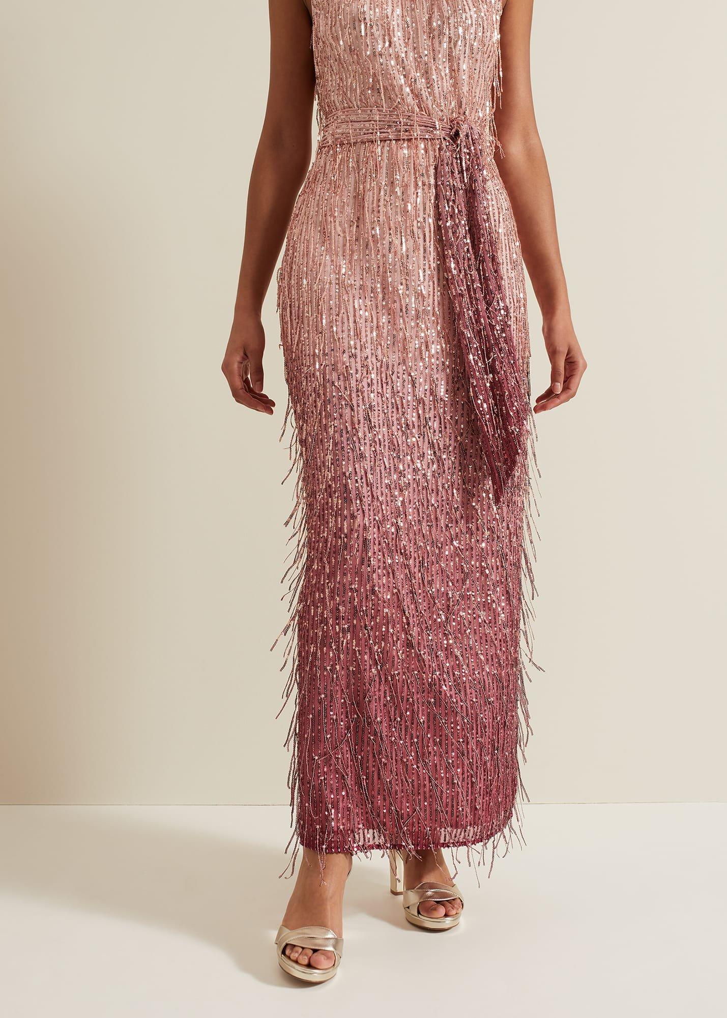 Becka Fringe Sequin Maxi Dress