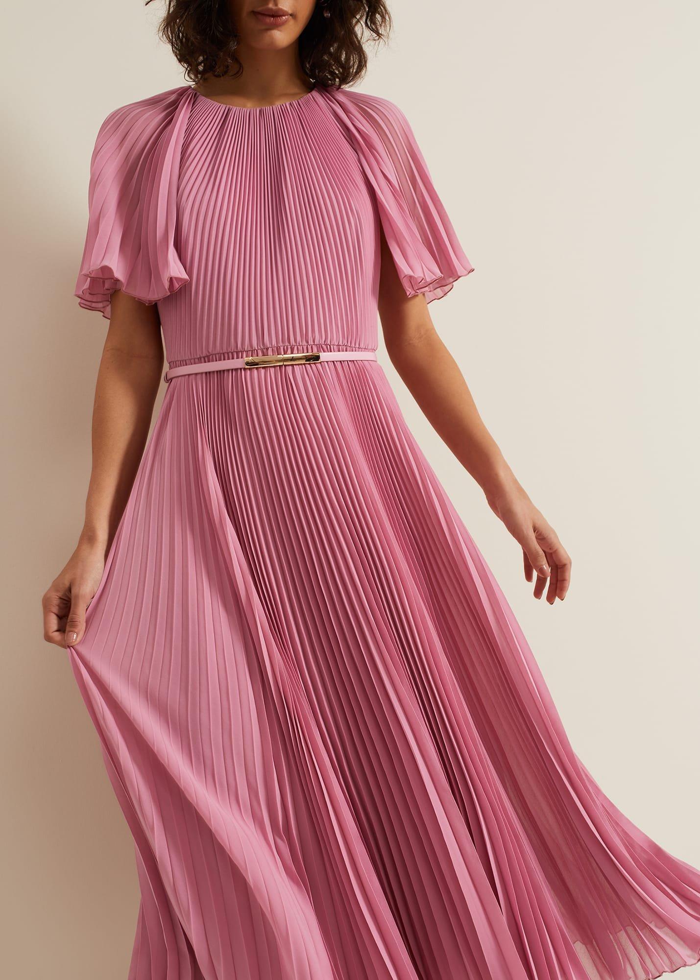 ${product-id}-Kathleen Pleated Plain Midi Dres-Pink-${view-type}