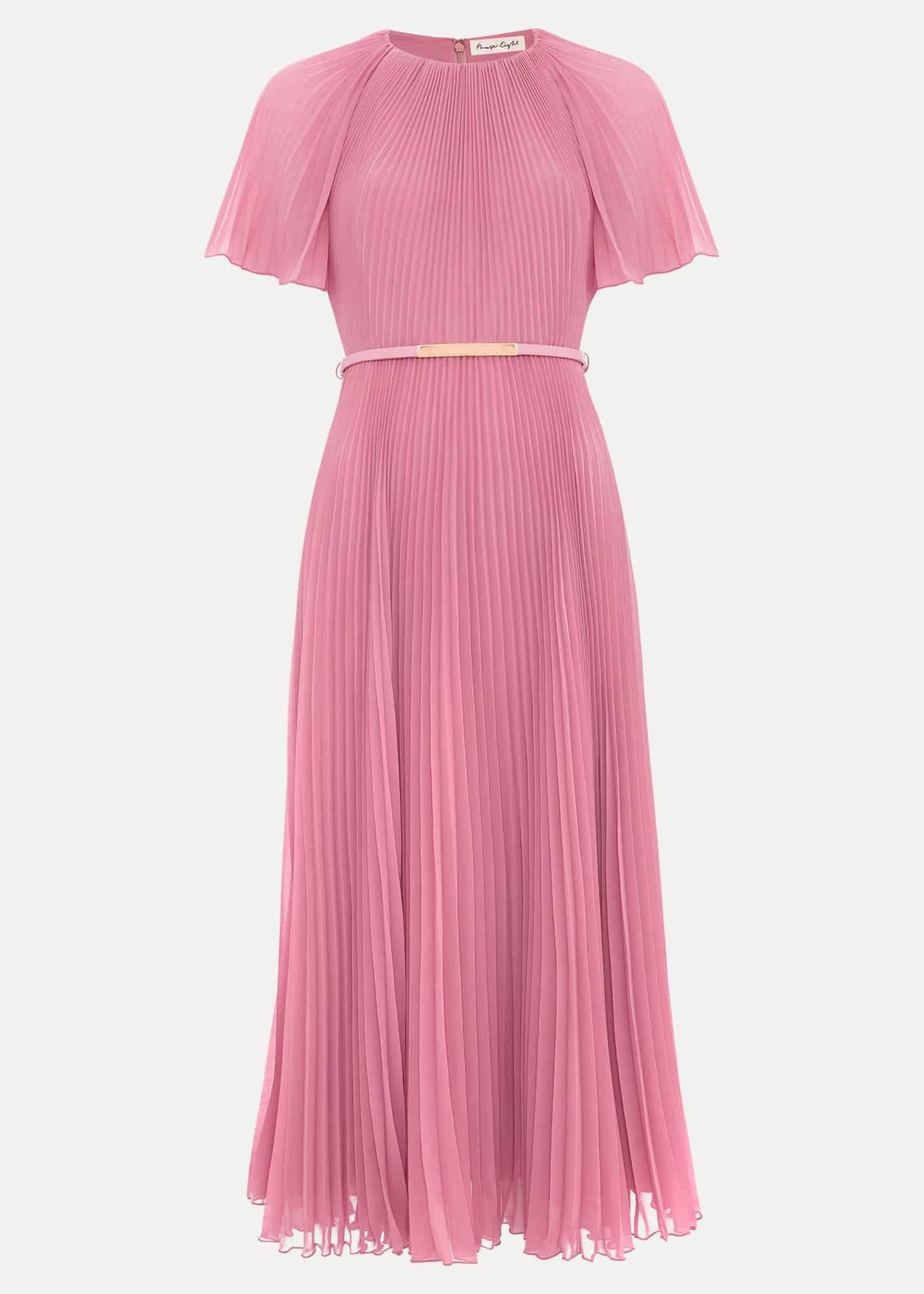 Kathleen Pleated Plain Midi Dres